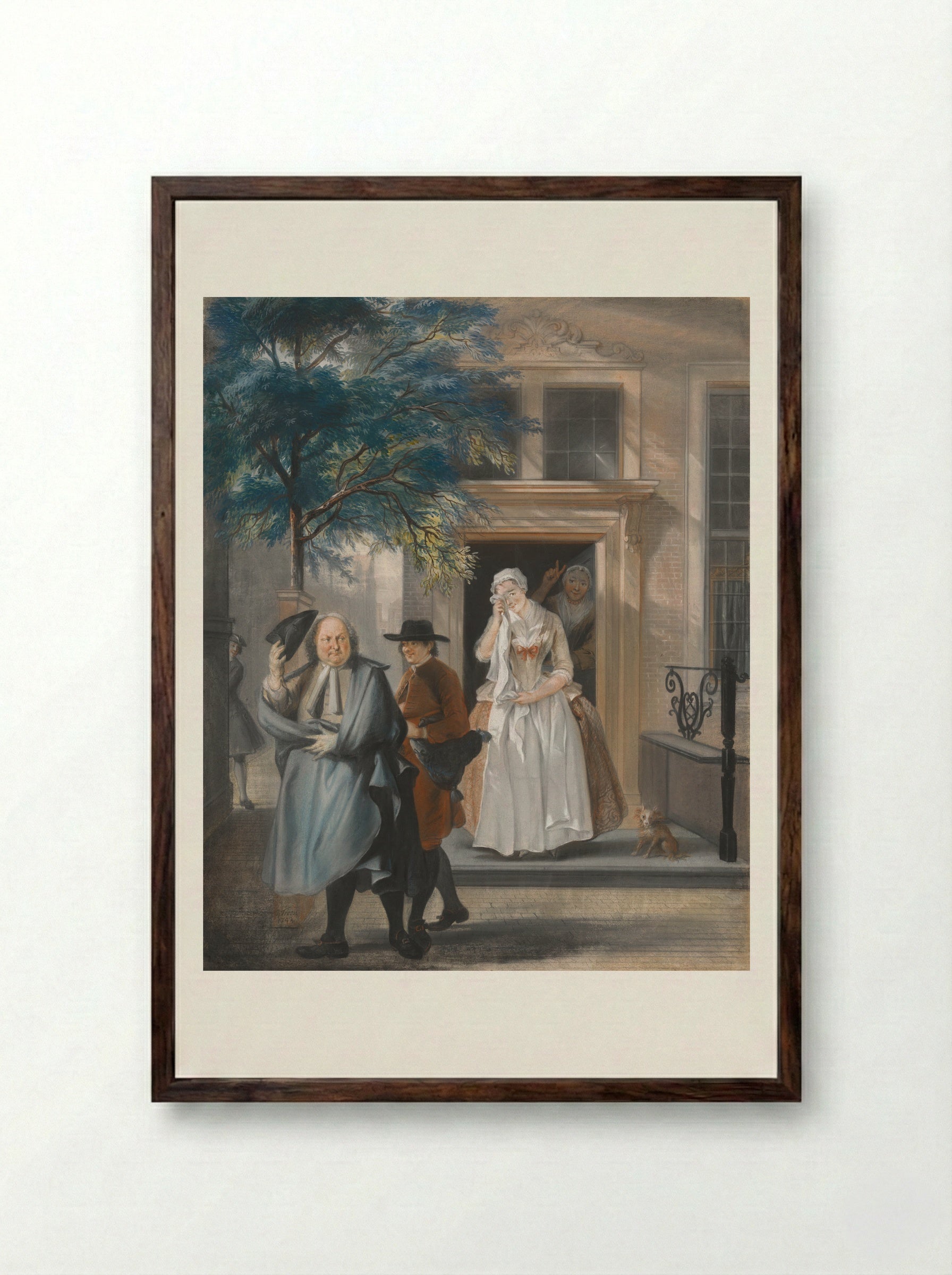 De Geveinsde Droefheid - Cornelis Troost - Framed Print Dark Wood