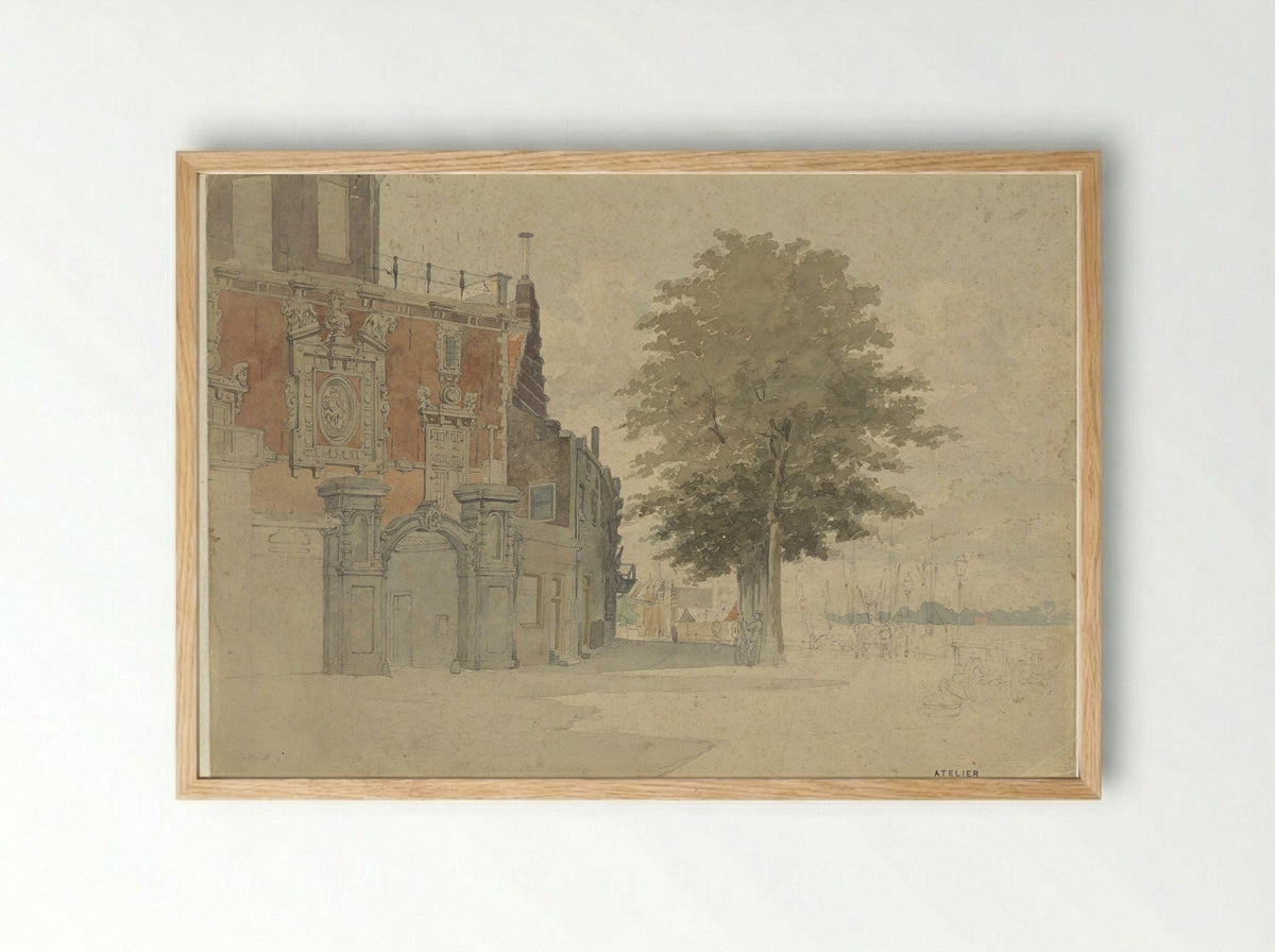De Groothoofdspoort te Dordrecht - Willem de Haas Hemken - Framed Print Wood
