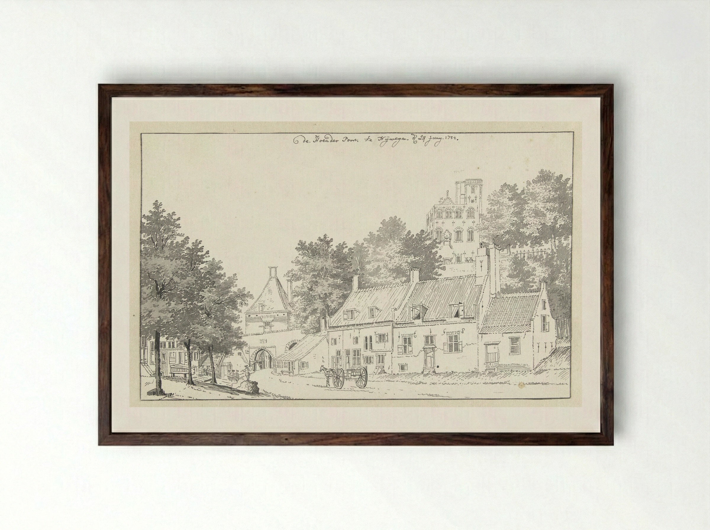De Hoenderpoort te Nijmegen - Jan de Beijer - Framed Print Dark Wood
