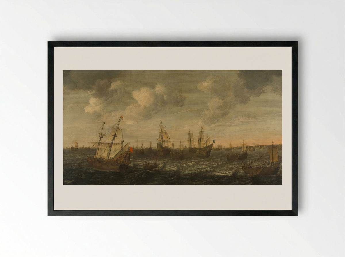 De Hollandse haringvleet aan de vleet - Cornelis Beelt - Framed Print Black