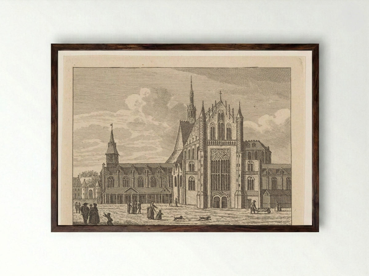 De Hooglandsche kerk te Leiden - Carel Frederik Bendorp (I) - Framed Print Dark Wood