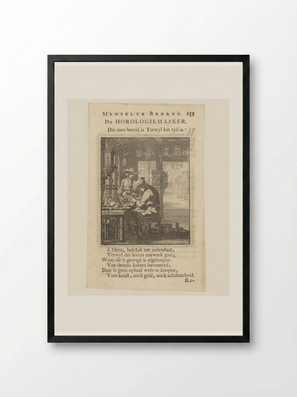 De Horologiemaaker (The Clockmaker) - Cornelis van der Sys - Framed Print Black