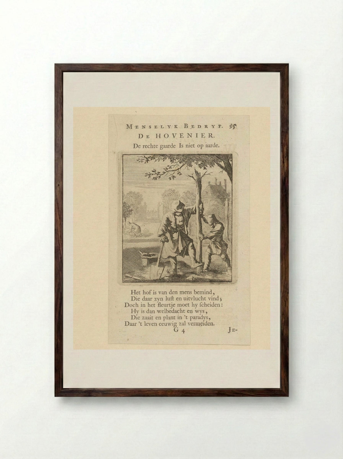 De Hovenier - Jan Luyken - Framed Print Dark Wood