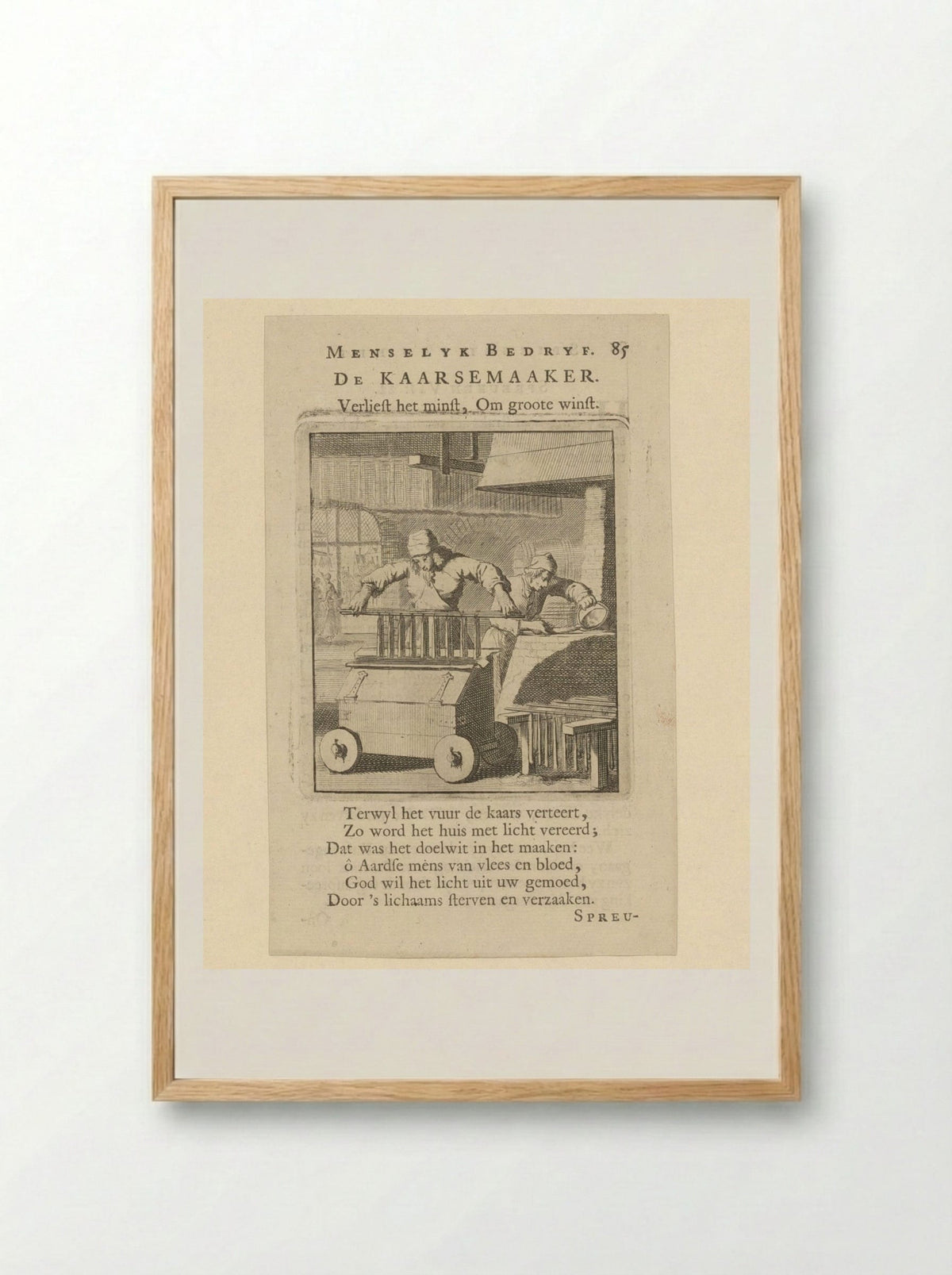 De Kaarsemaaker (The Candlemaker) - Jan Luyken - Framed Print Wood