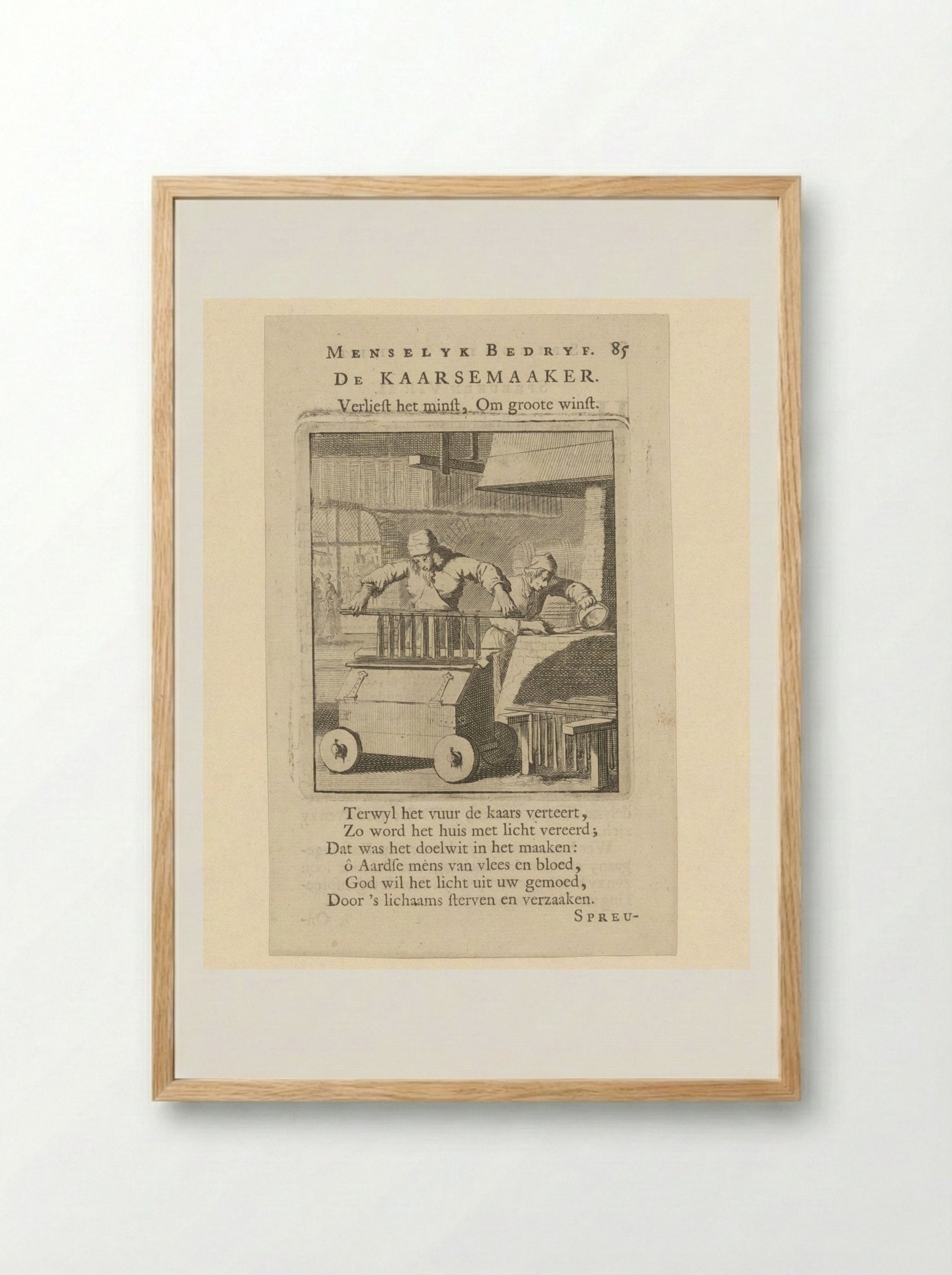 De Kaarsemaaker (The Candlemaker) - Jan Luyken - Framed Print Wood