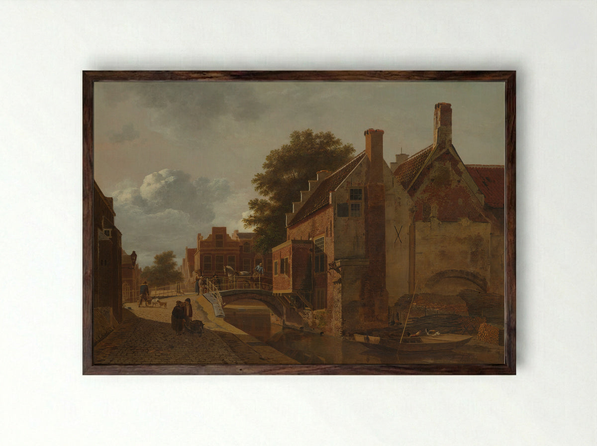 De Kalvermarkt te Den Haag - Jean François Valois - Framed Print Dark Wood