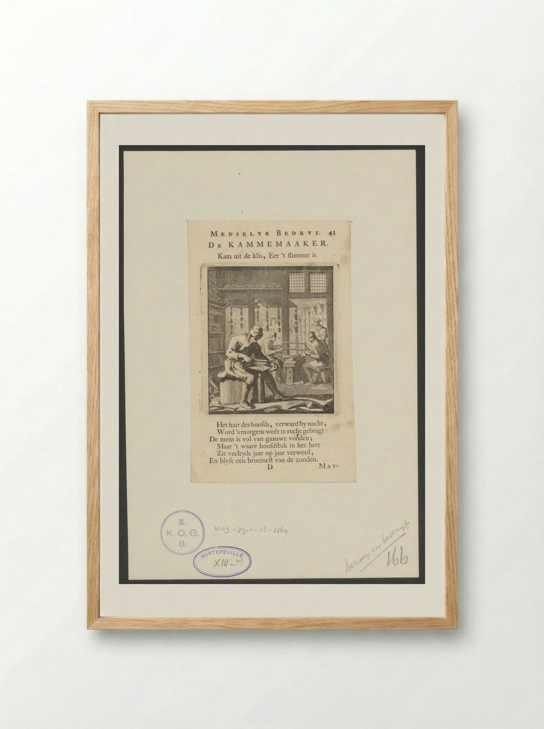 De Kammemaker (The Comb Maker) - Cornelis van der Sys - Framed Print Wood