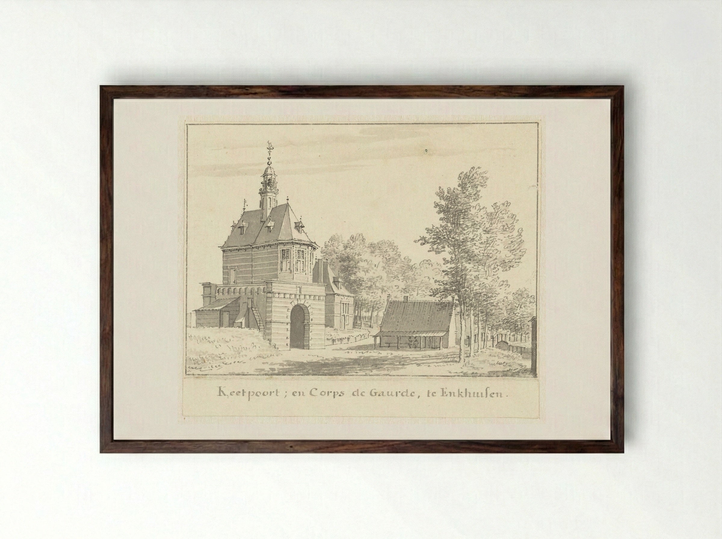 De Keetpoort te Enkhuizen - Cornelis Pronk - Framed Print Dark Wood