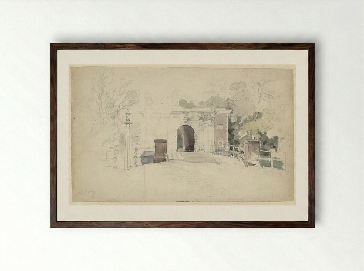 De Kennemer- of Nieuwpoort te Haarlem - Johannes Josephus Destree - Framed Print Dark Wood