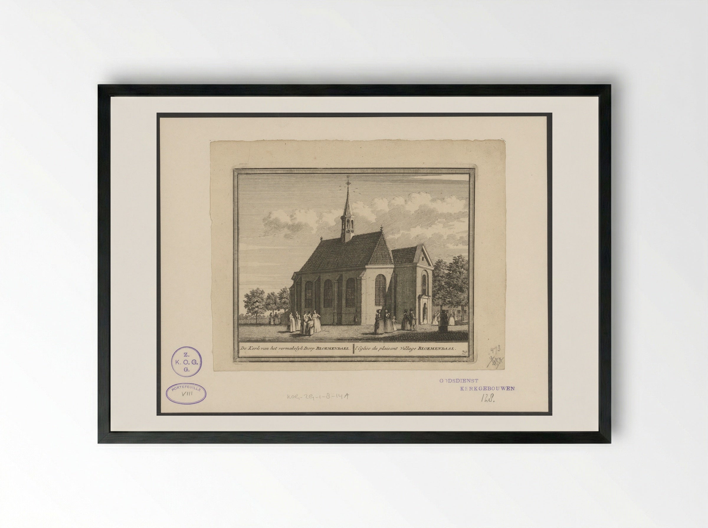 De Kerk van het vermakelyk Dorp Bloemendael - Hendrik de Leth - Framed Print Black