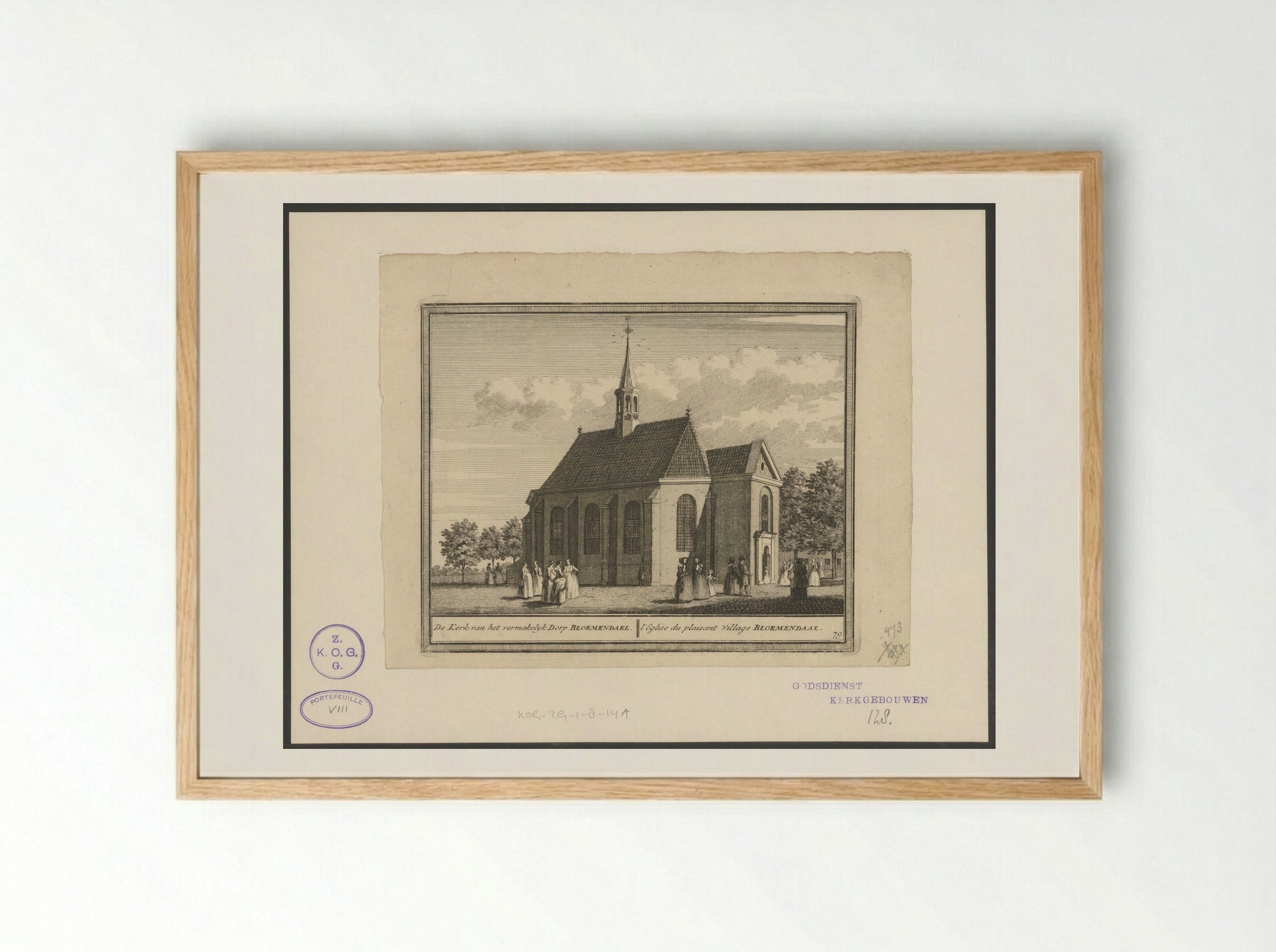 De Kerk van het vermakelyk Dorp Bloemendael - Hendrik de Leth - Framed Print Wood