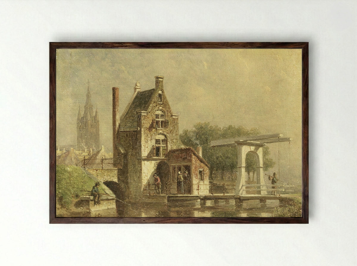De Koepoort te Delft - Petrus Gerardus Vertin - Framed Print Dark Wood