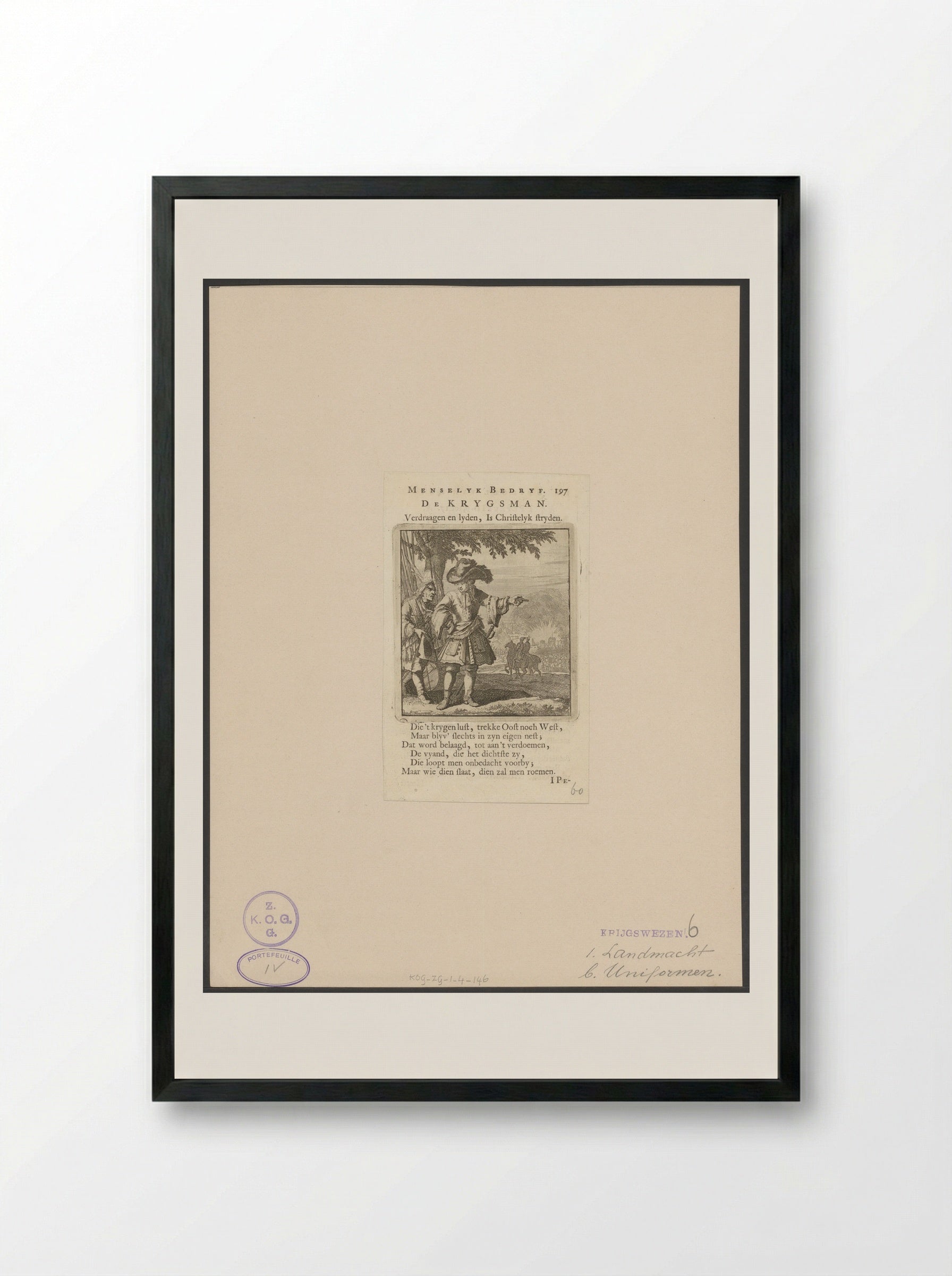 De Krygsman - Jan Luyken - Framed Print Black