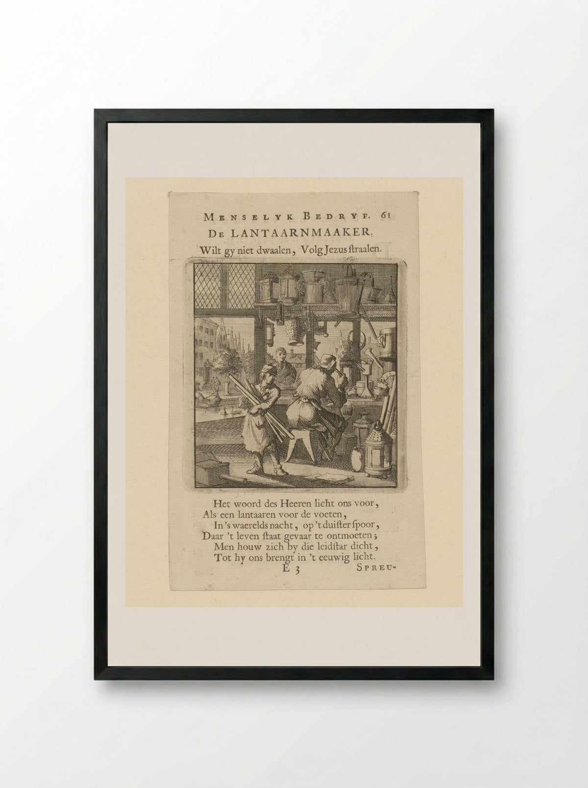 De Lantaarnmaaker - Jan Luyken - Framed Print Black