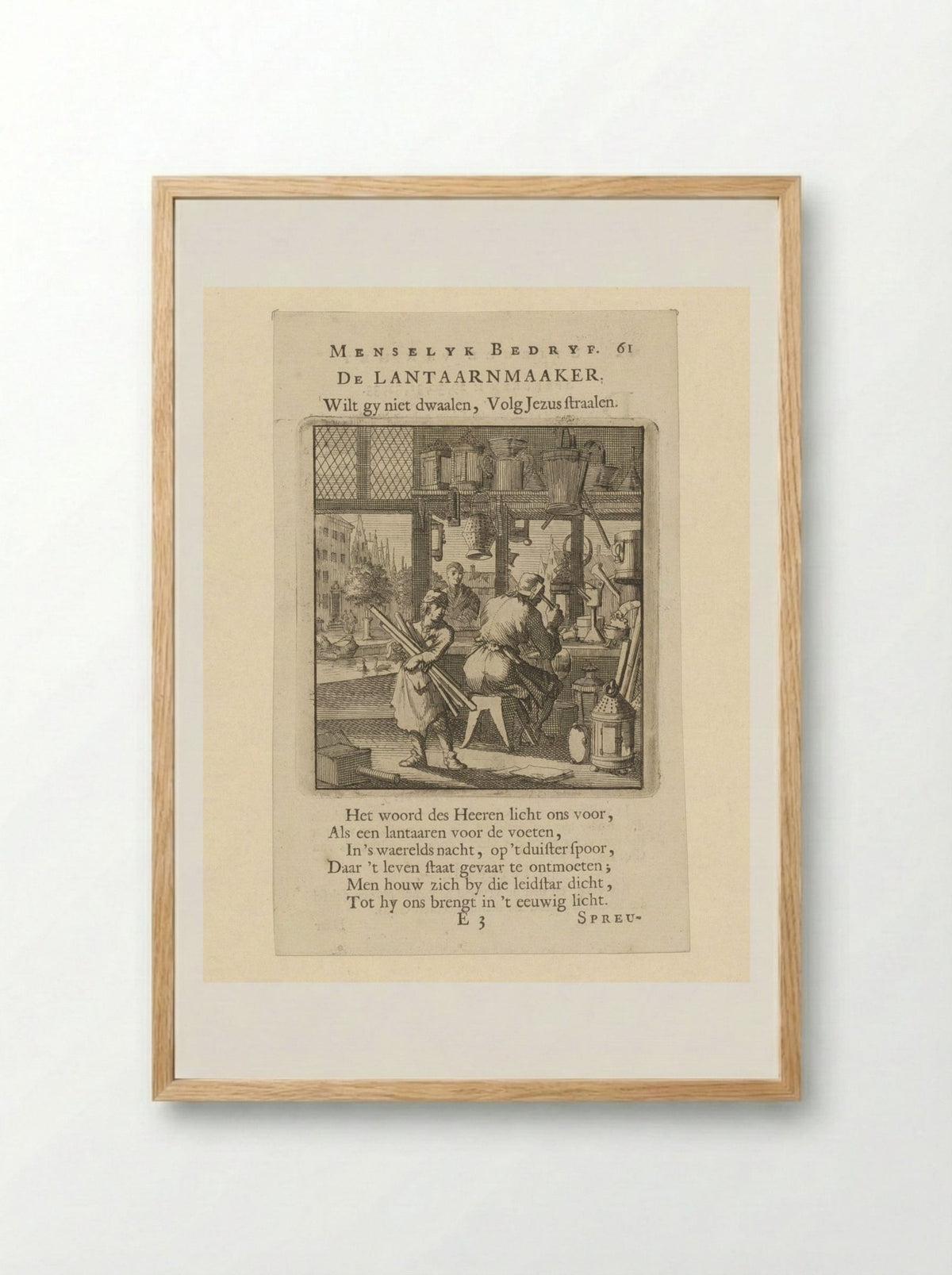 De Lantaarnmaaker - Jan Luyken - Framed Print Wood