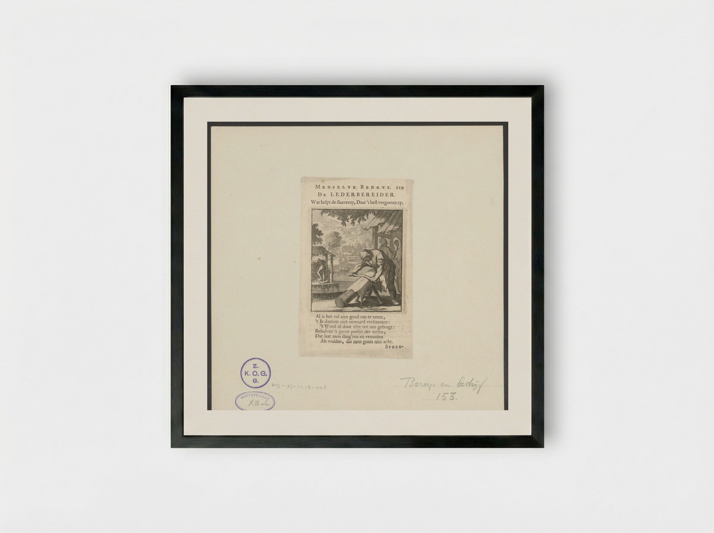 De Lederbereider (The Leather Tanner) - Cornelis van der Sys - Framed Print Black