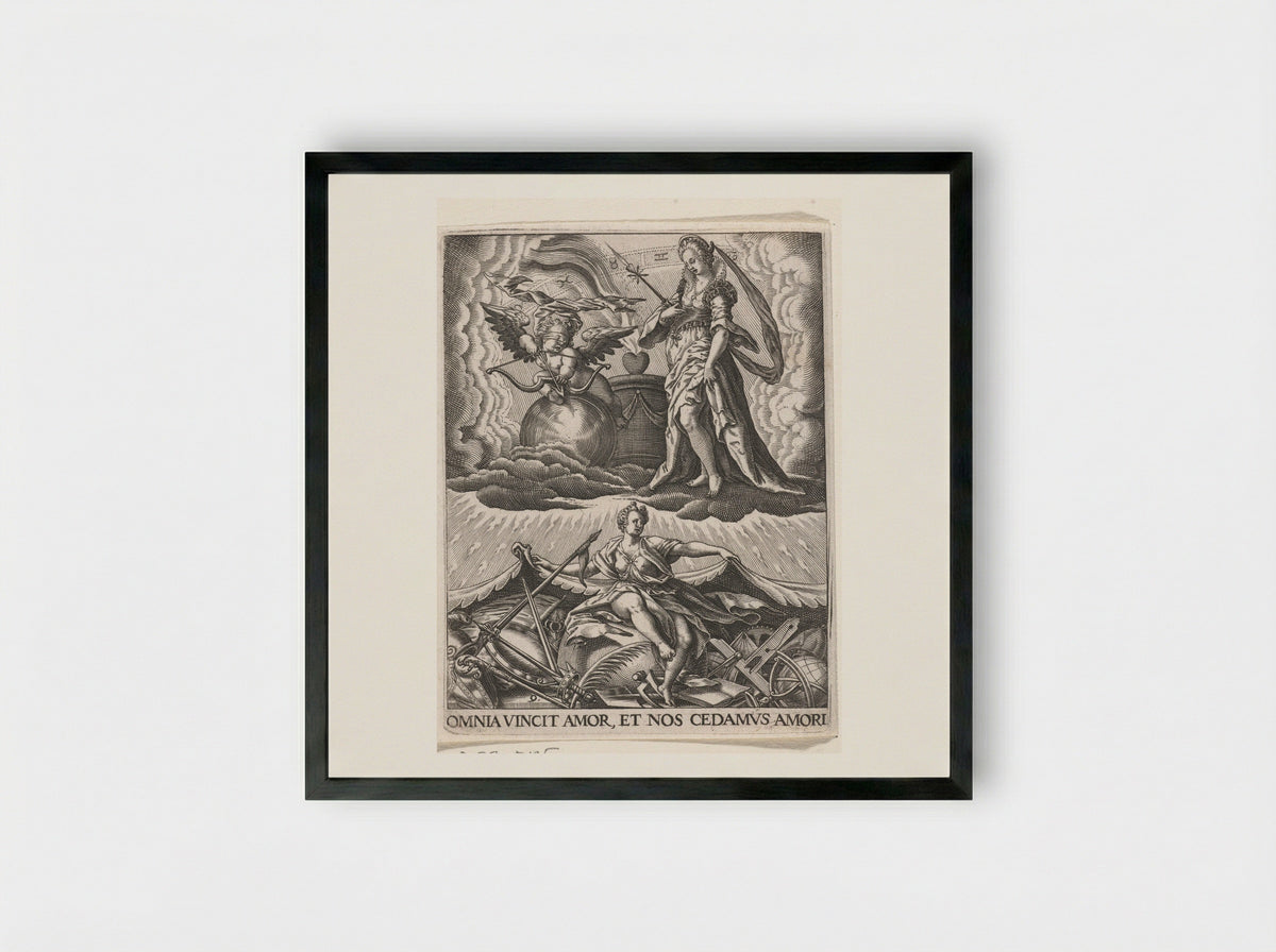 De Liefde overwint alles - Johann Theodor de Bry - Framed Print Black