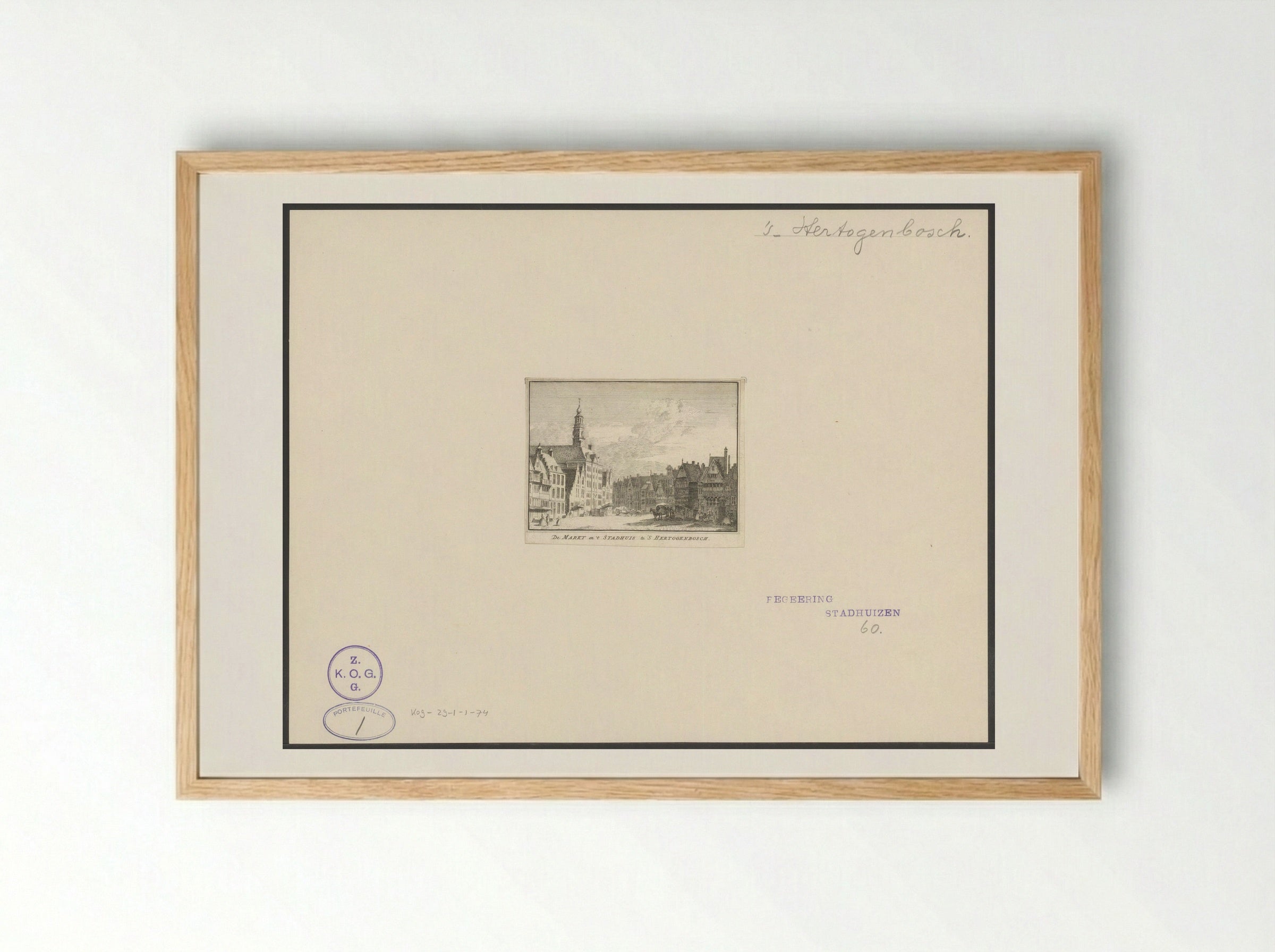 De Markt en 't Stadhuis te 's Hertogenbosch - Hendrik Spilman - Framed Print Wood