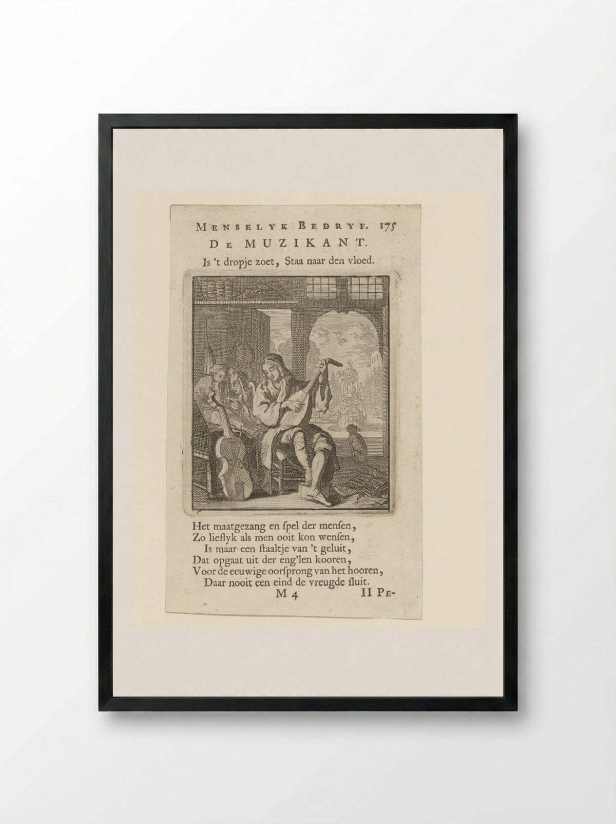 De Muzikant - Jan Luyken - Framed Print Black