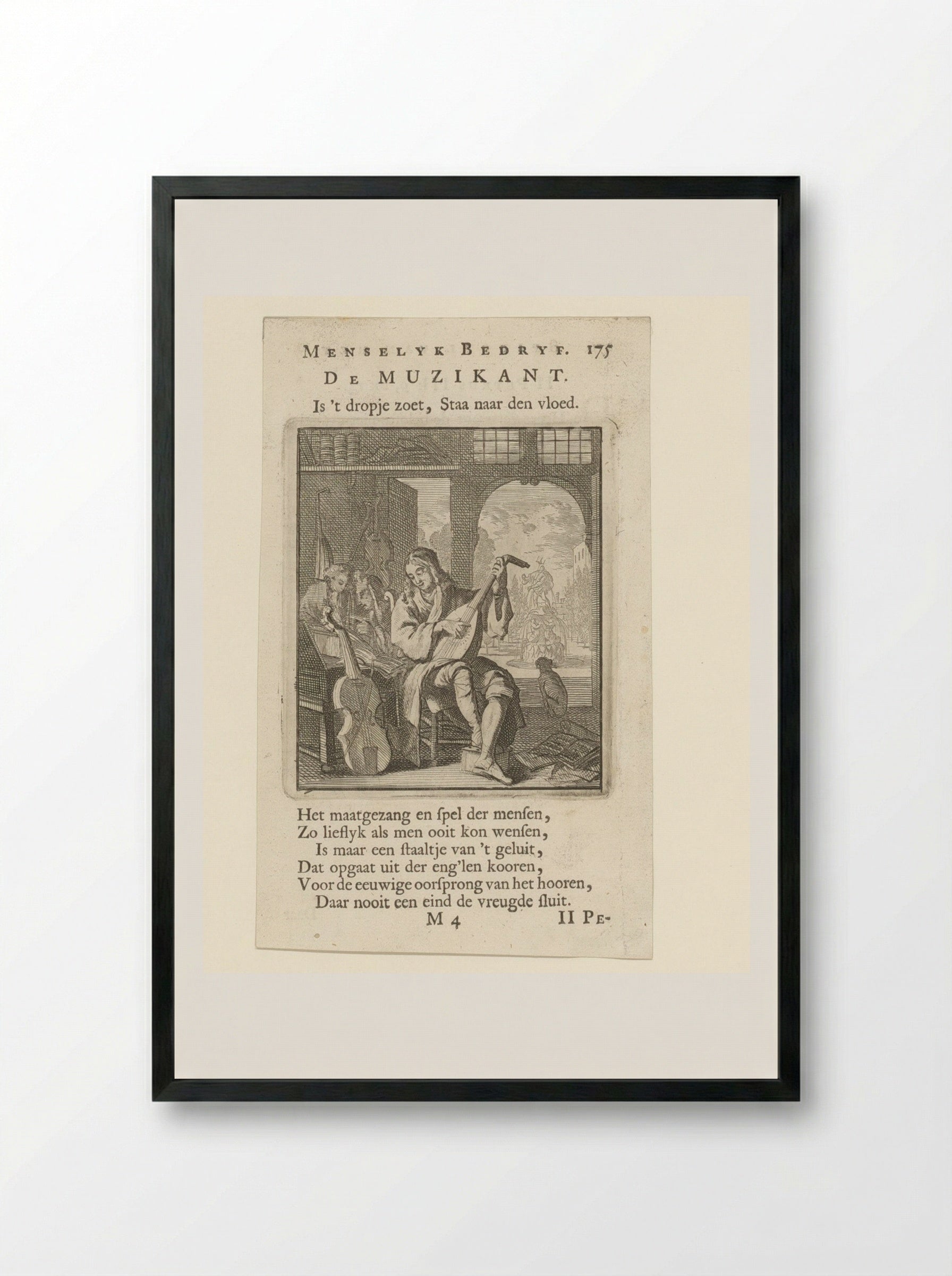 De Muzikant - Jan Luyken - Framed Print Black