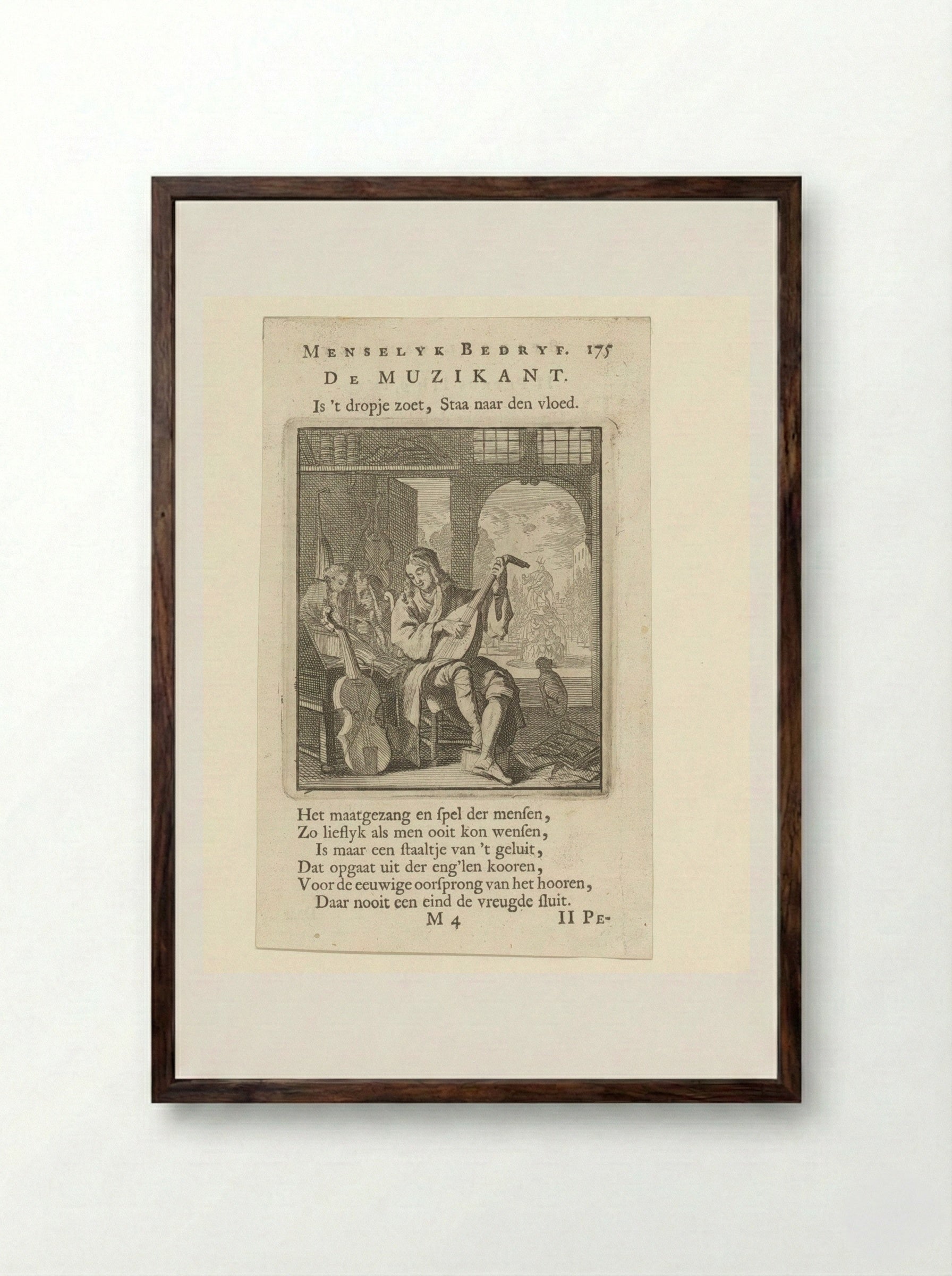De Muzikant - Jan Luyken - Framed Print Dark Wood