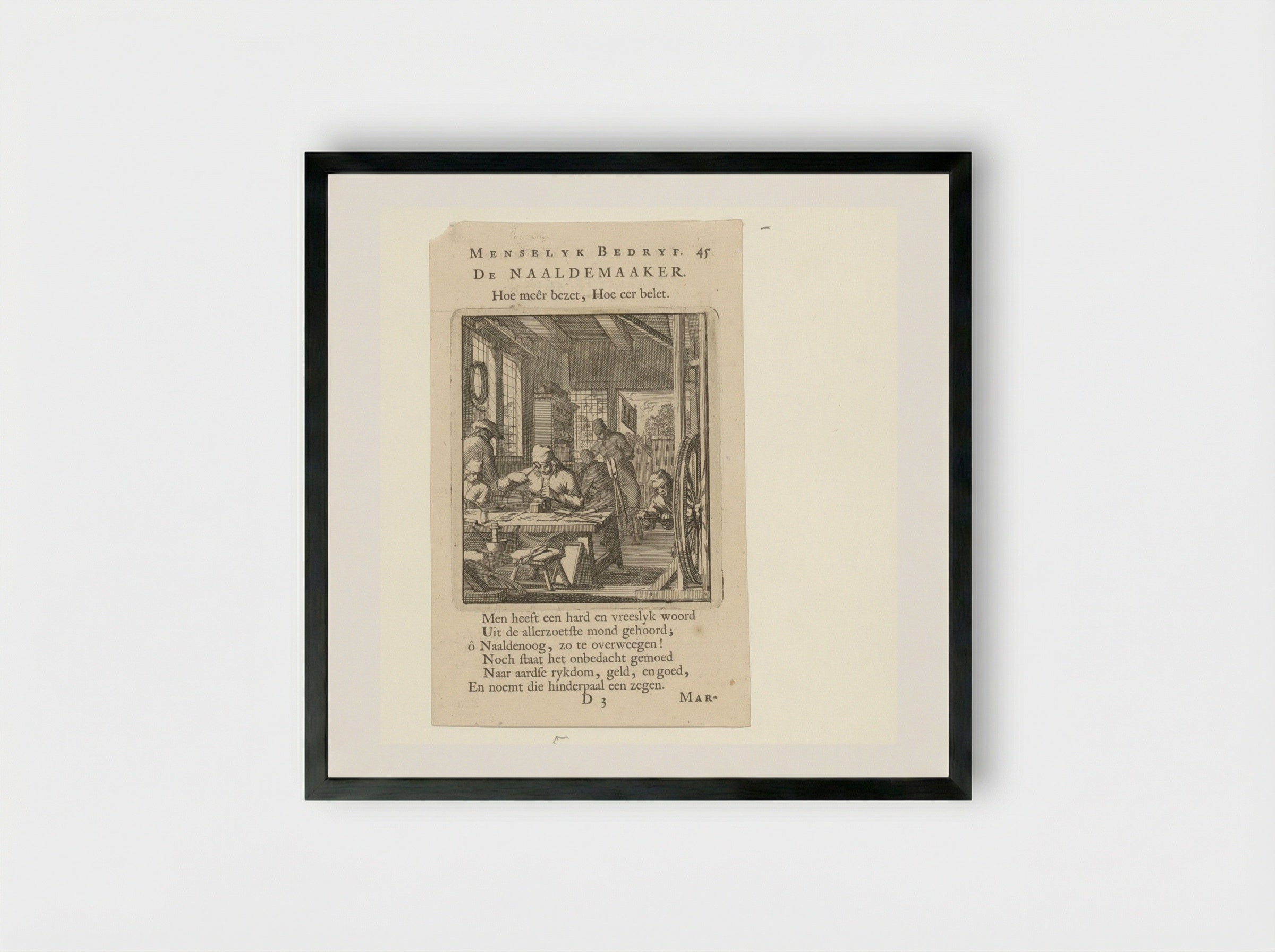 De Naaldemaaker (The Needle Maker) - Cornelis van der Sys - Framed Print Black