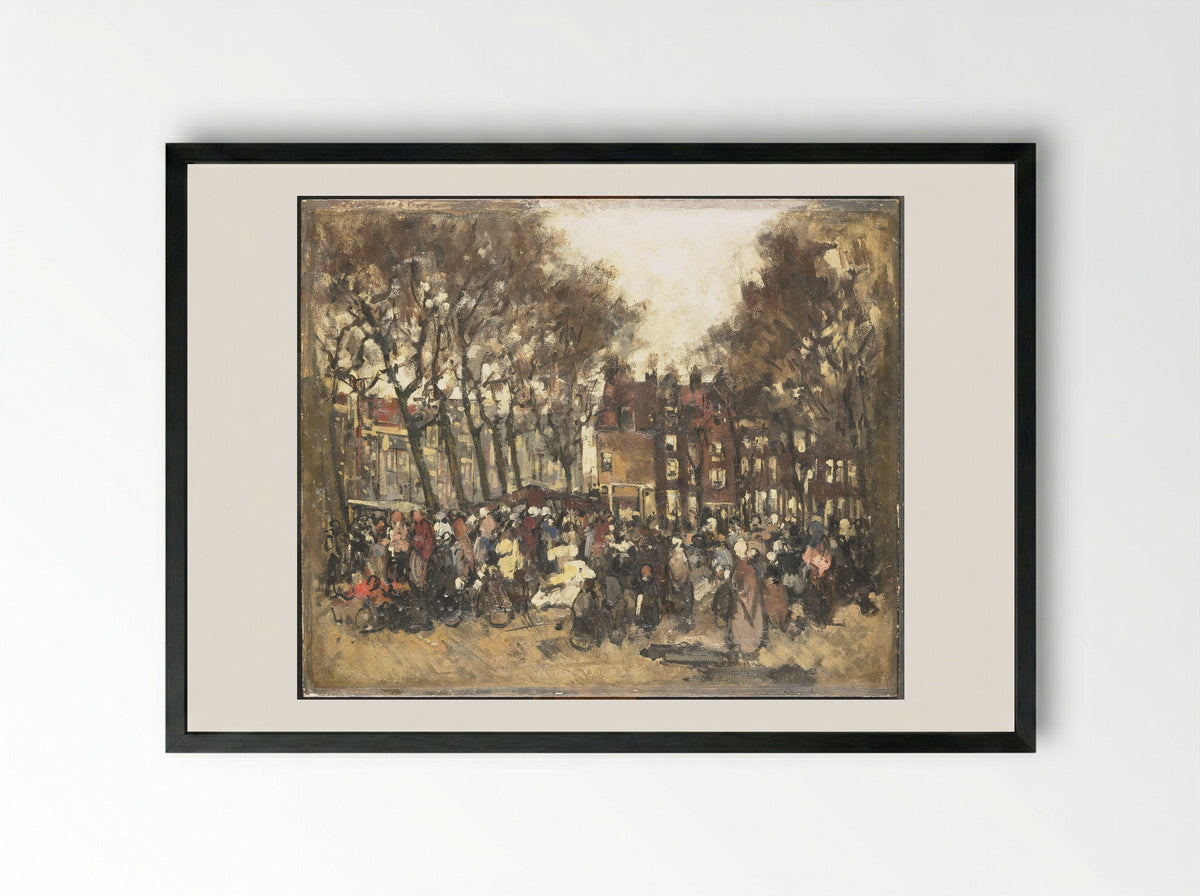 De Noordermarkt te Amsterdam - Joannes Barnardus Antonius Maria Westerwoudt - Framed Print Black