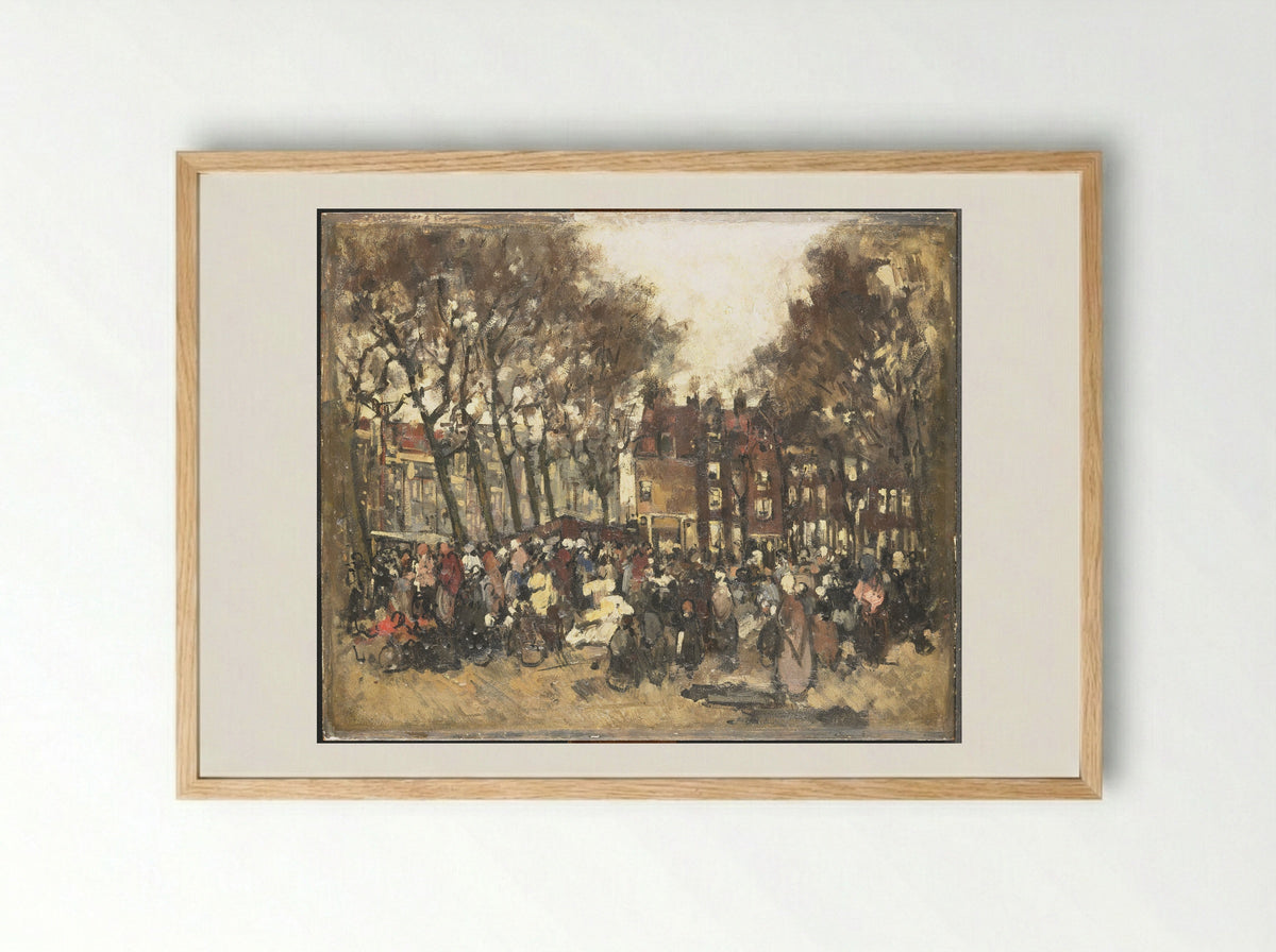 De Noordermarkt te Amsterdam - Joannes Barnardus Antonius Maria Westerwoudt - Framed Print Wood