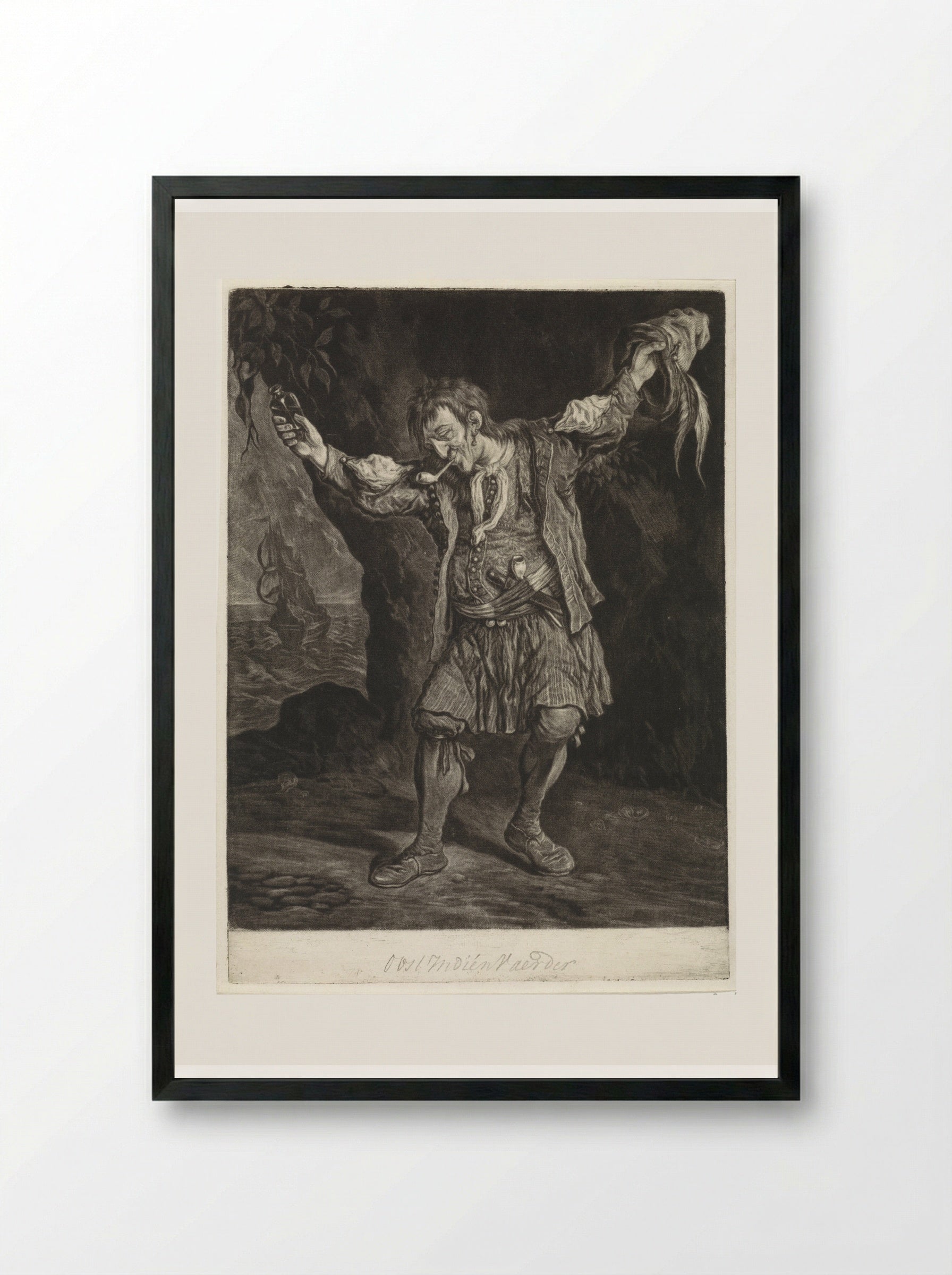 De Oost-Indiëvaarder - Cornelis Dusart - Framed Print Black