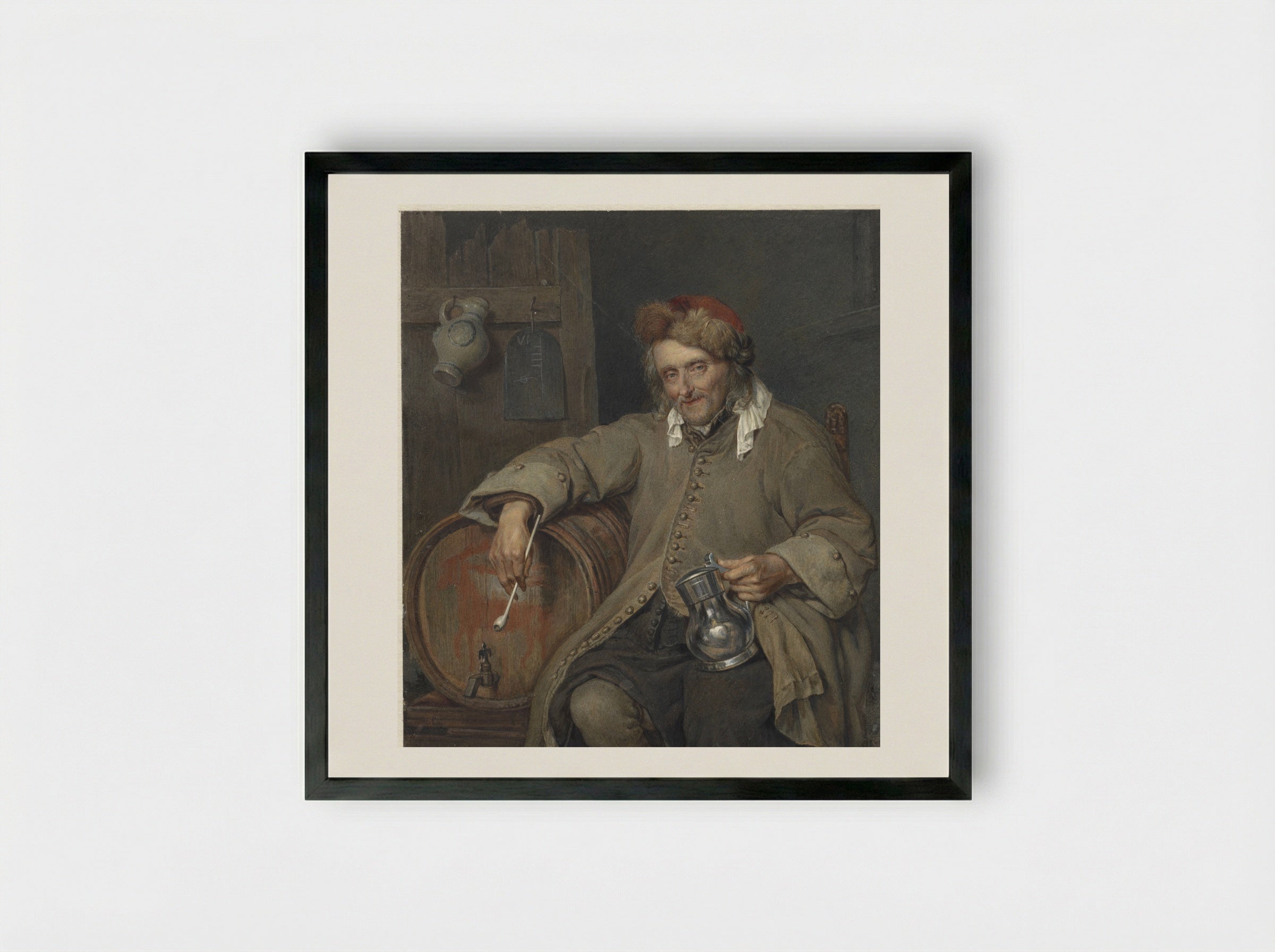 De Oude Drinker - Johan Heinrich Neuman - Framed Print Black