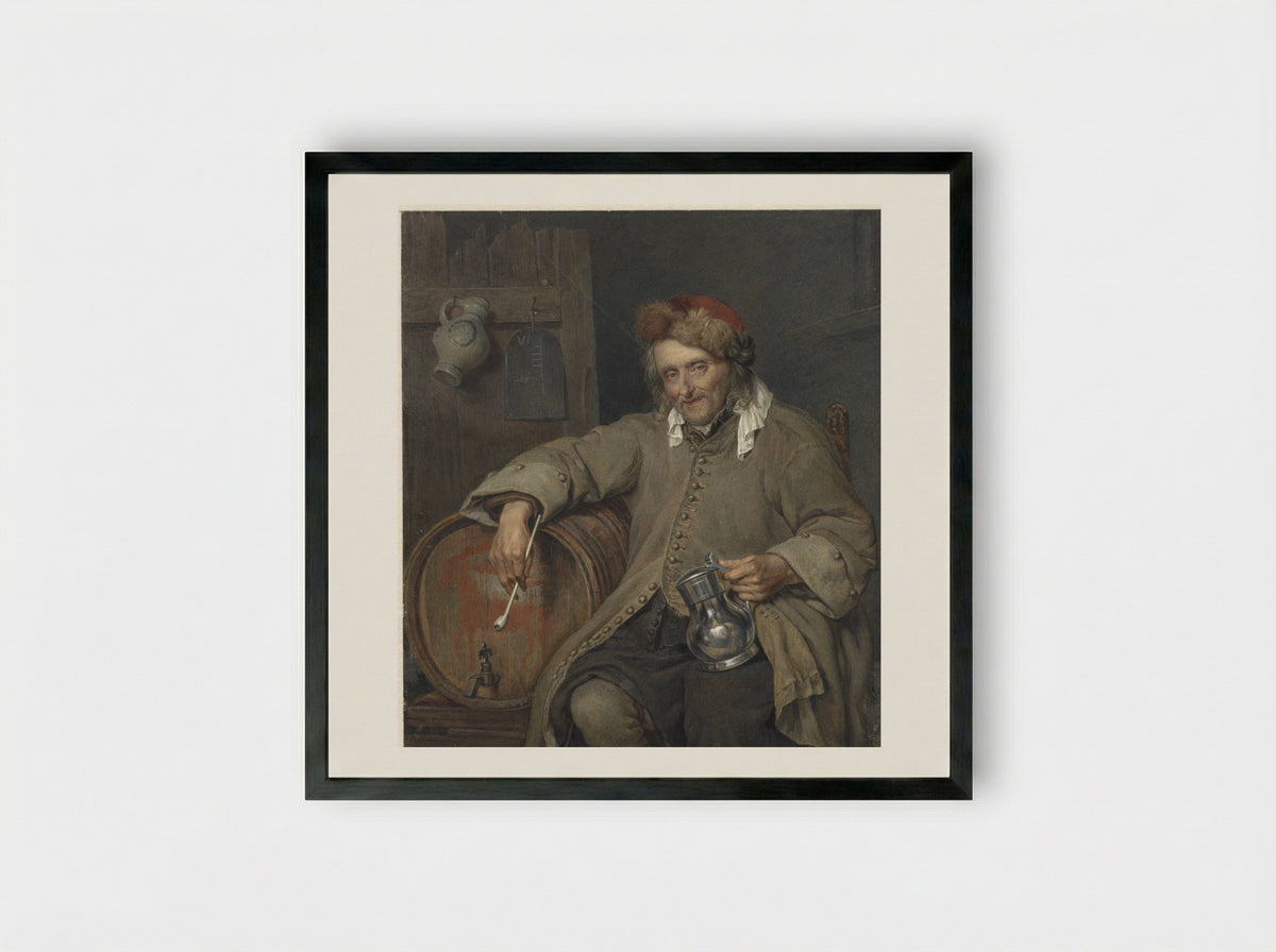 De Oude Drinker - Johan Heinrich Neuman - Framed Print Black