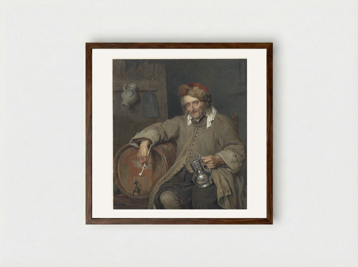De Oude Drinker - Johan Heinrich Neuman - Framed Print Dark Wood