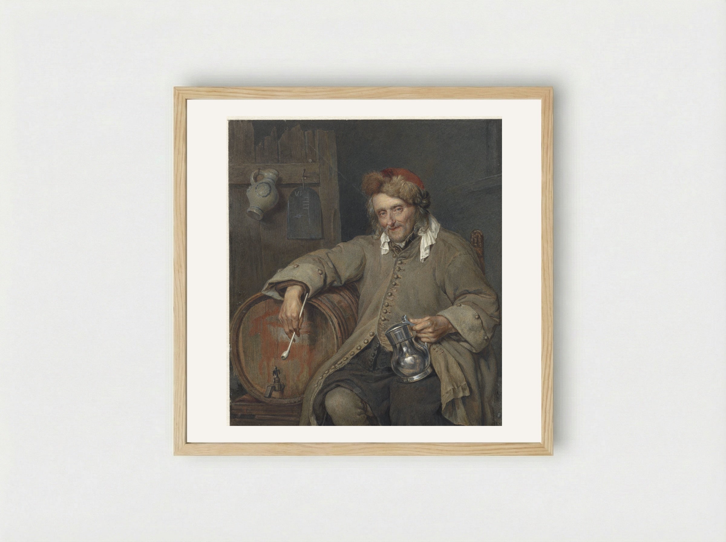 De Oude Drinker - Johan Heinrich Neuman - Framed Print Wood