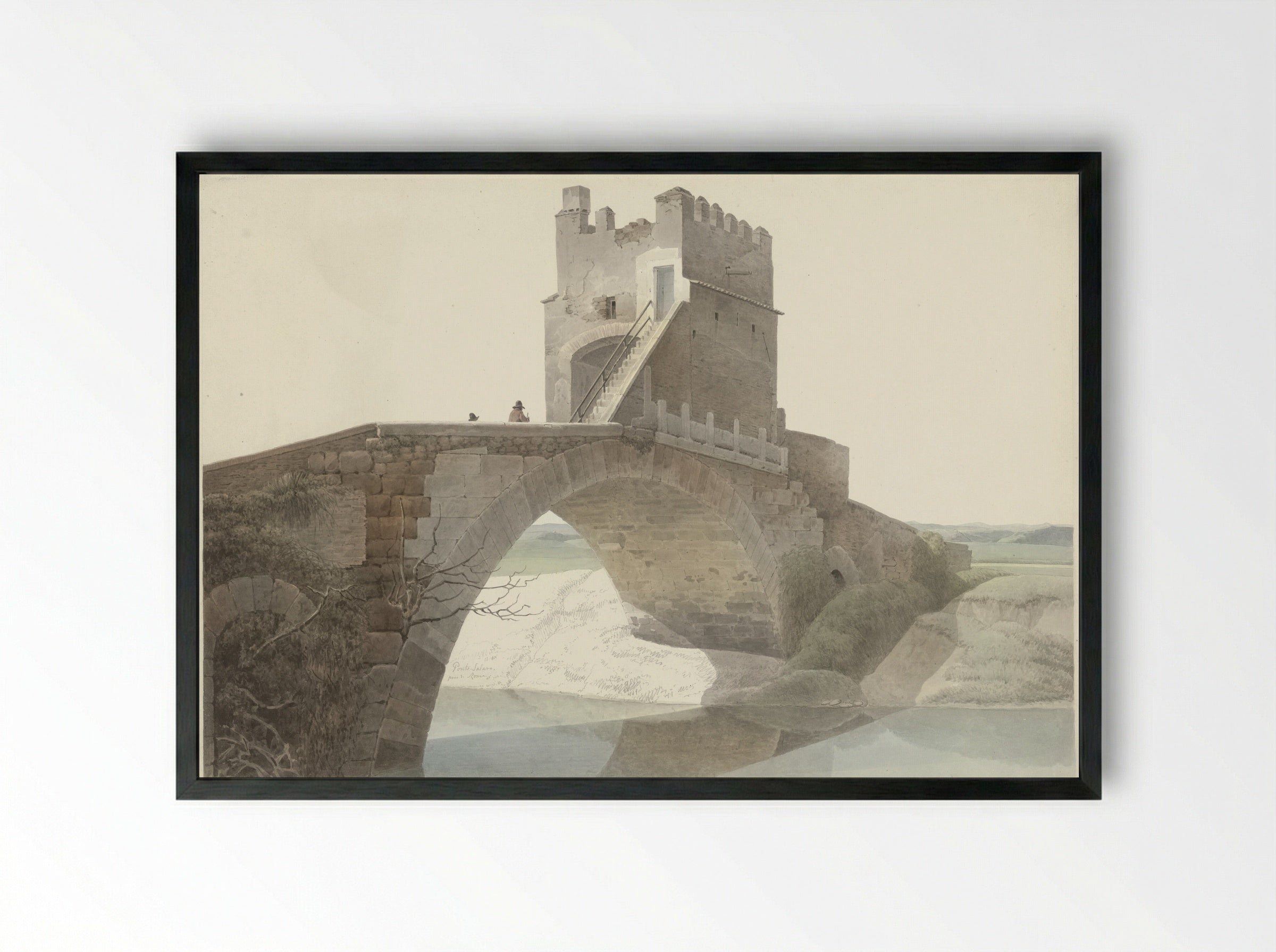 De Ponte Salario, bij Rome - Josephus Augustus Knip - Framed Print Black