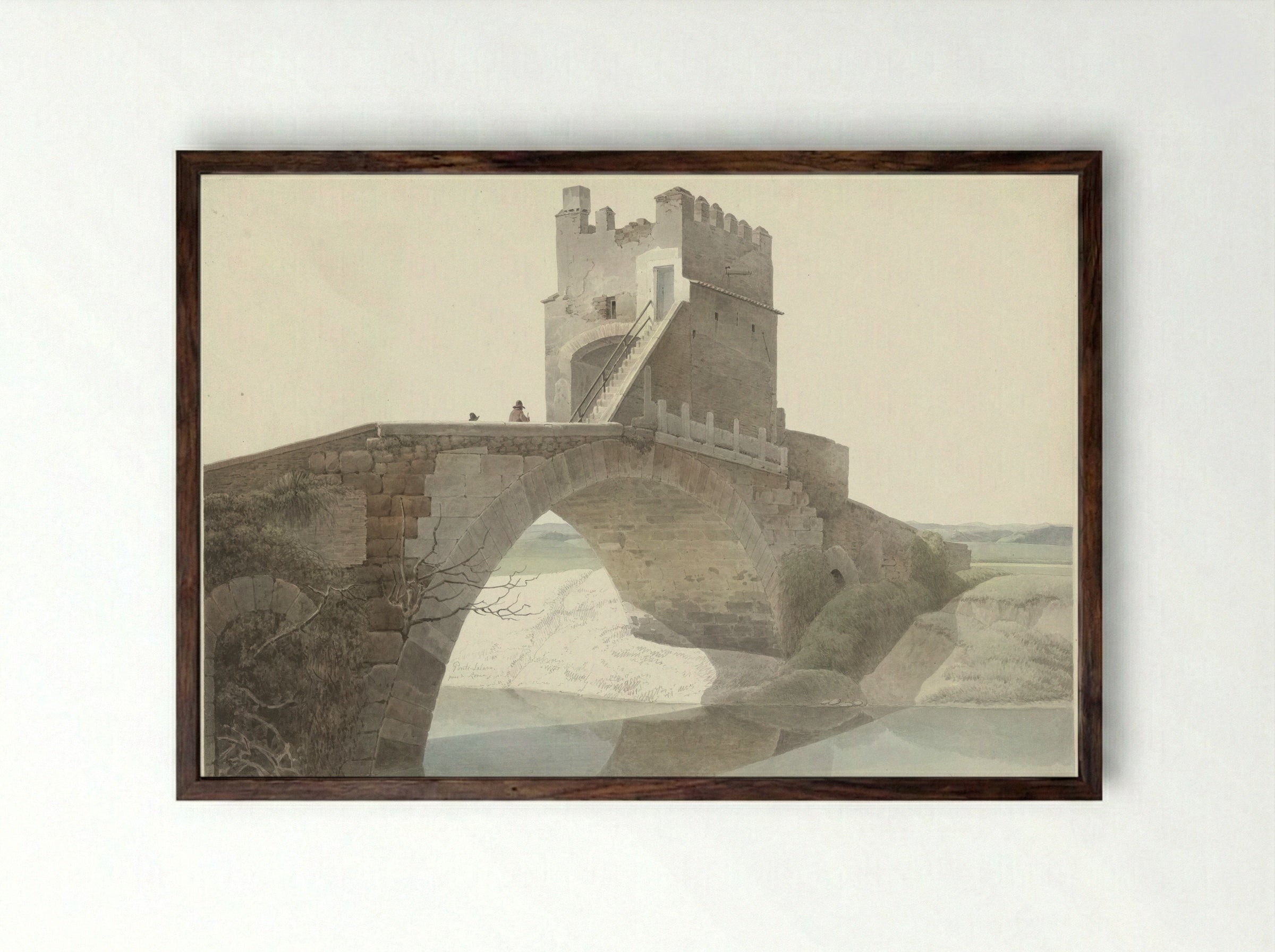 De Ponte Salario, bij Rome - Josephus Augustus Knip - Framed Print Dark Wood