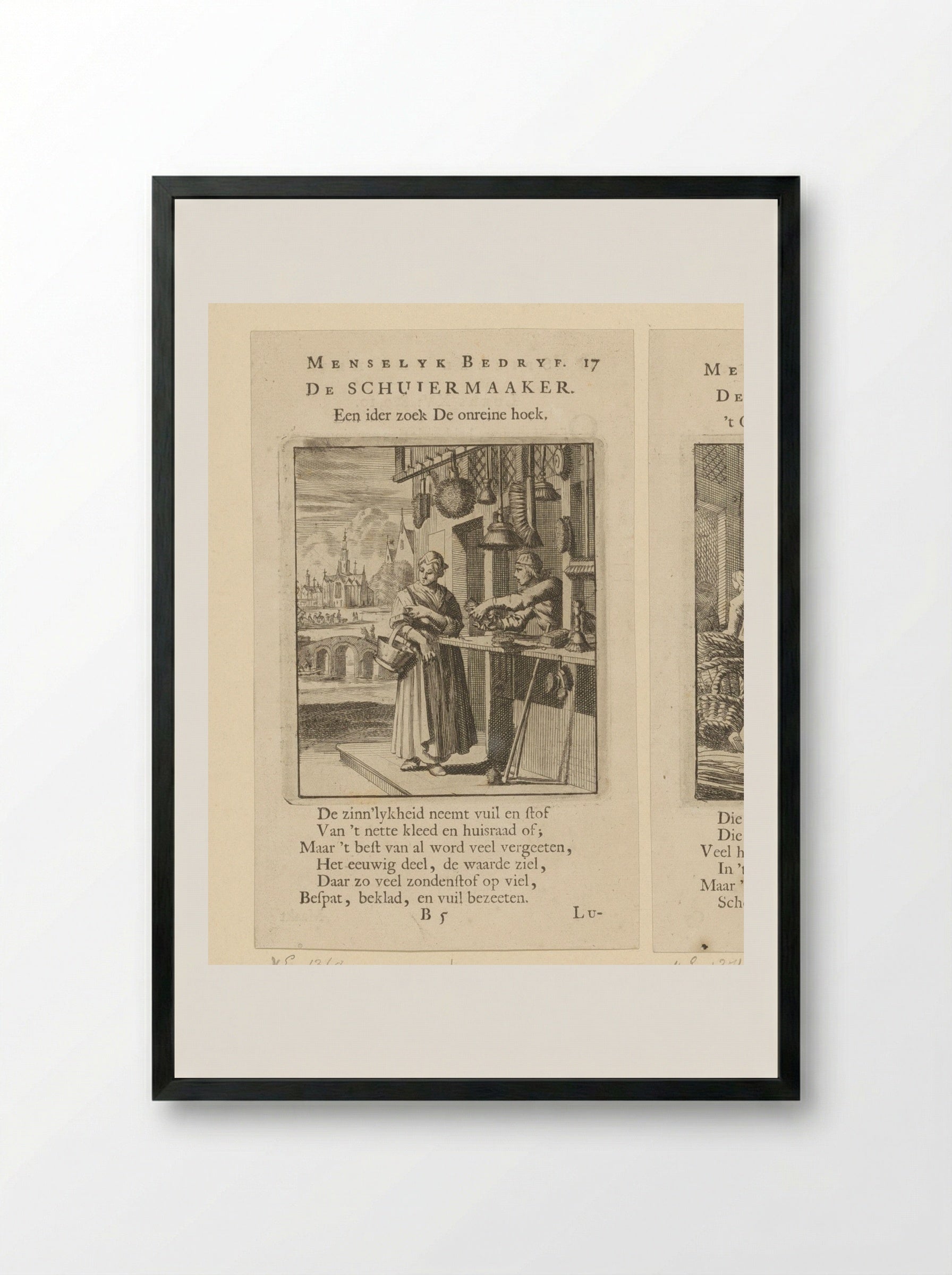 De Schuiermaaker (The Brushmaker) - Cornelis van der Sys - Framed Print Black