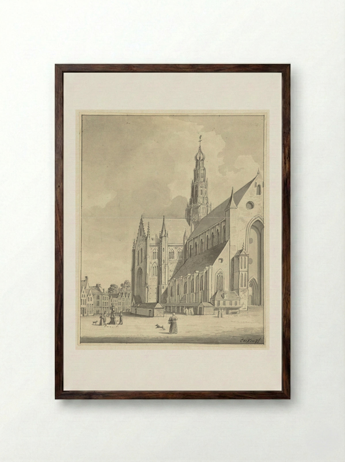 De Sint-Bavo te Haarlem - Cornelis de Kruyff - Framed Print Dark Wood