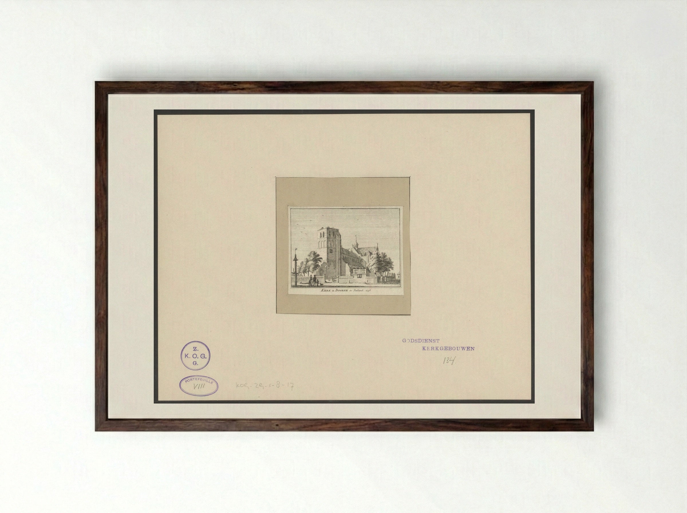 De Sint-Willibrorduskerk te Deurne - Hendrik Spilman - Framed Print Dark Wood