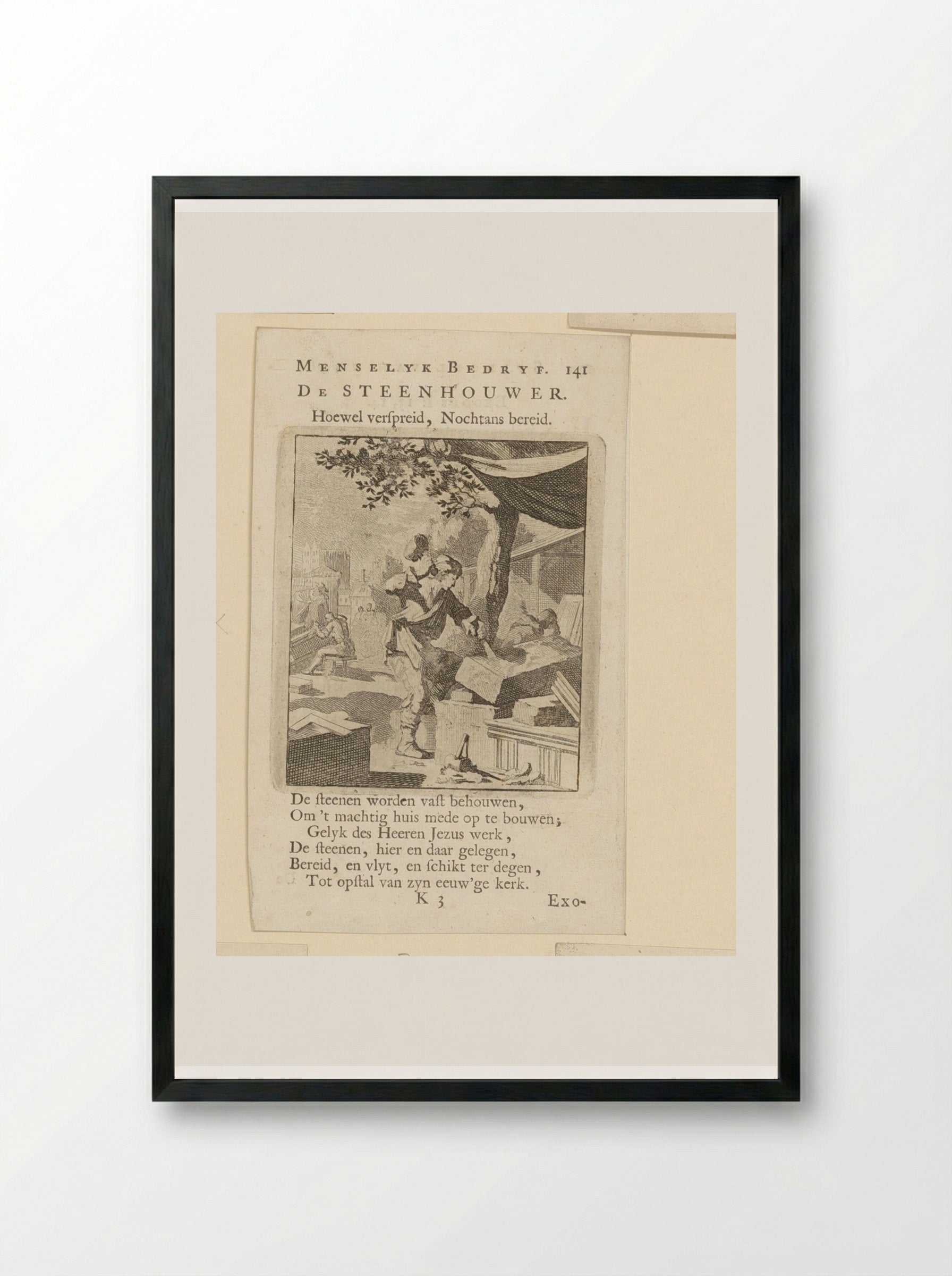 De Steenhouwer (The Stonecutter) - Cornelis van der Sys - Framed Print Black