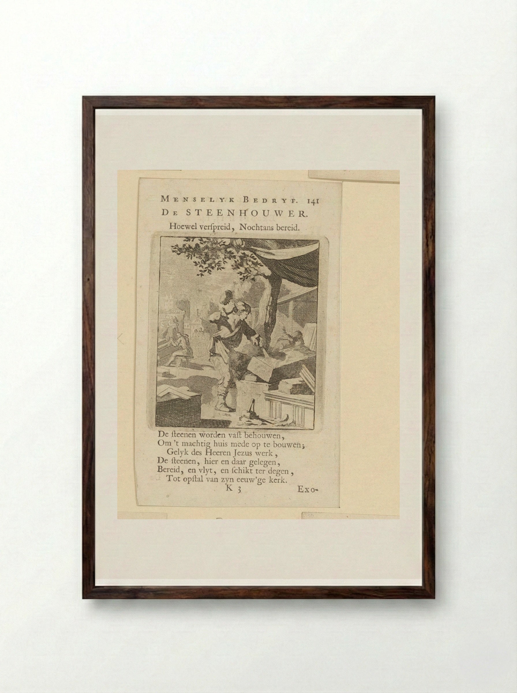 De Steenhouwer (The Stonecutter) - Cornelis van der Sys - Framed Print Dark Wood