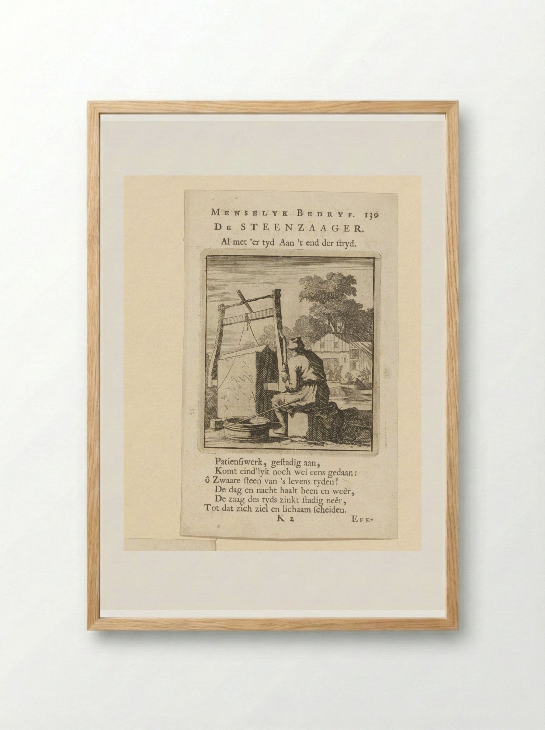 De Steenzaager (The Stone Sawyer) - Cornelis van der Sys - Framed Print Wood