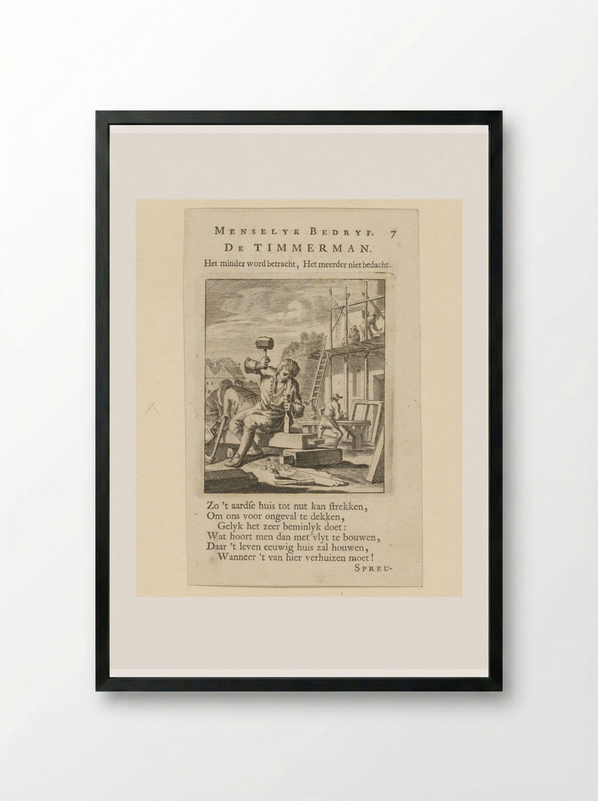 De Timmerman (The Carpenter) - Cornelis van der Sys - Framed Print Black