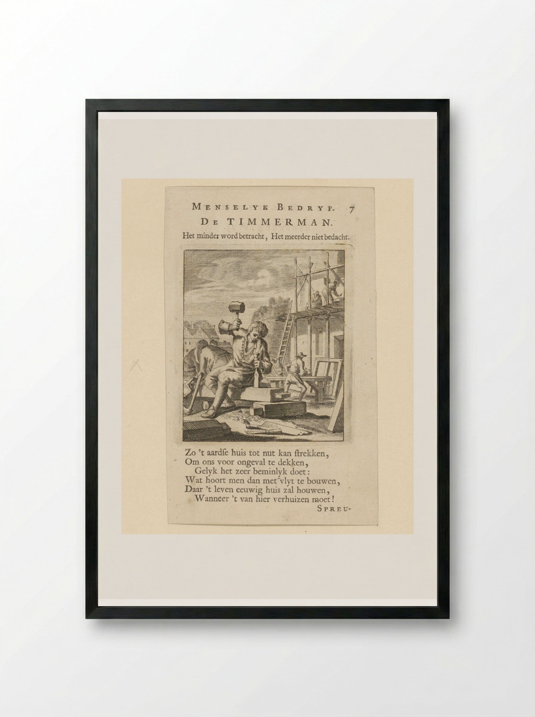 De Timmerman (The Carpenter) - Cornelis van der Sys - Framed Print Black