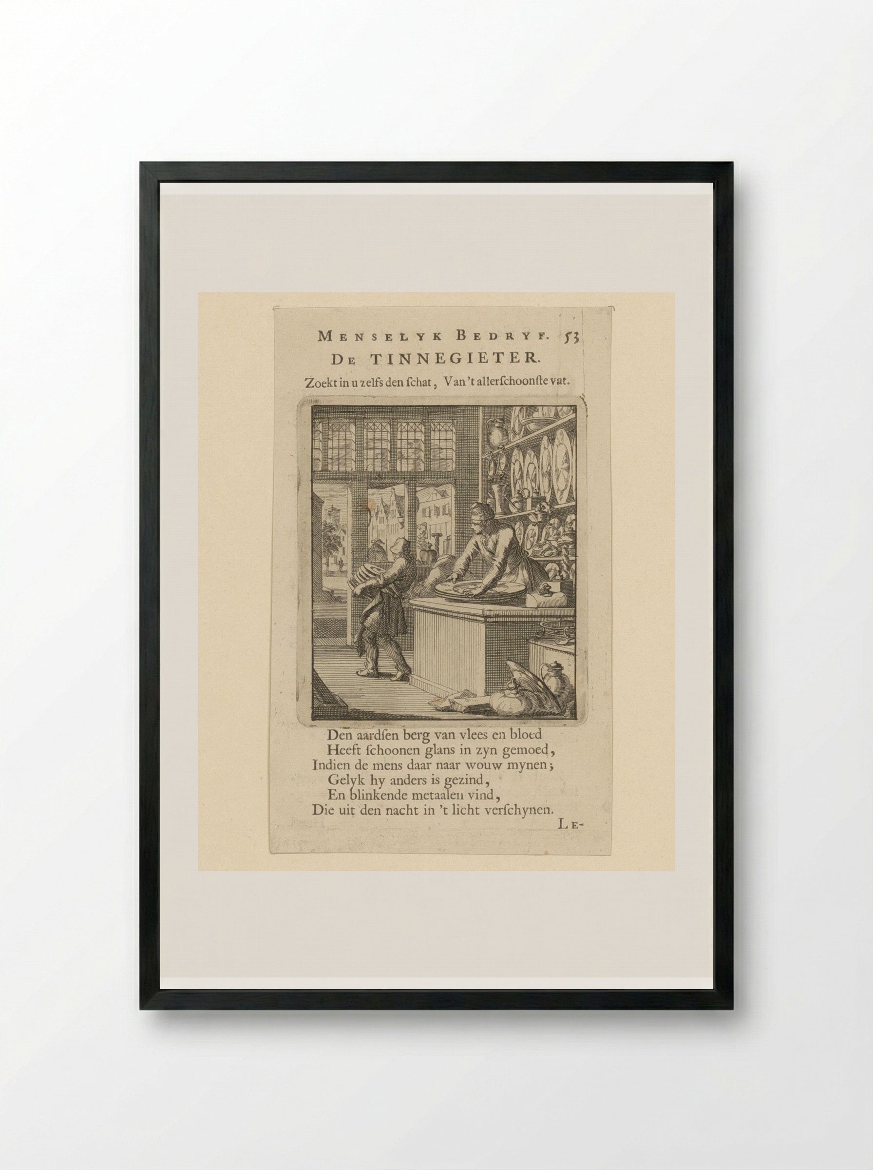 De Tinnegieter (The Pewterer) - Cornelis van der Sys - Framed Print Black