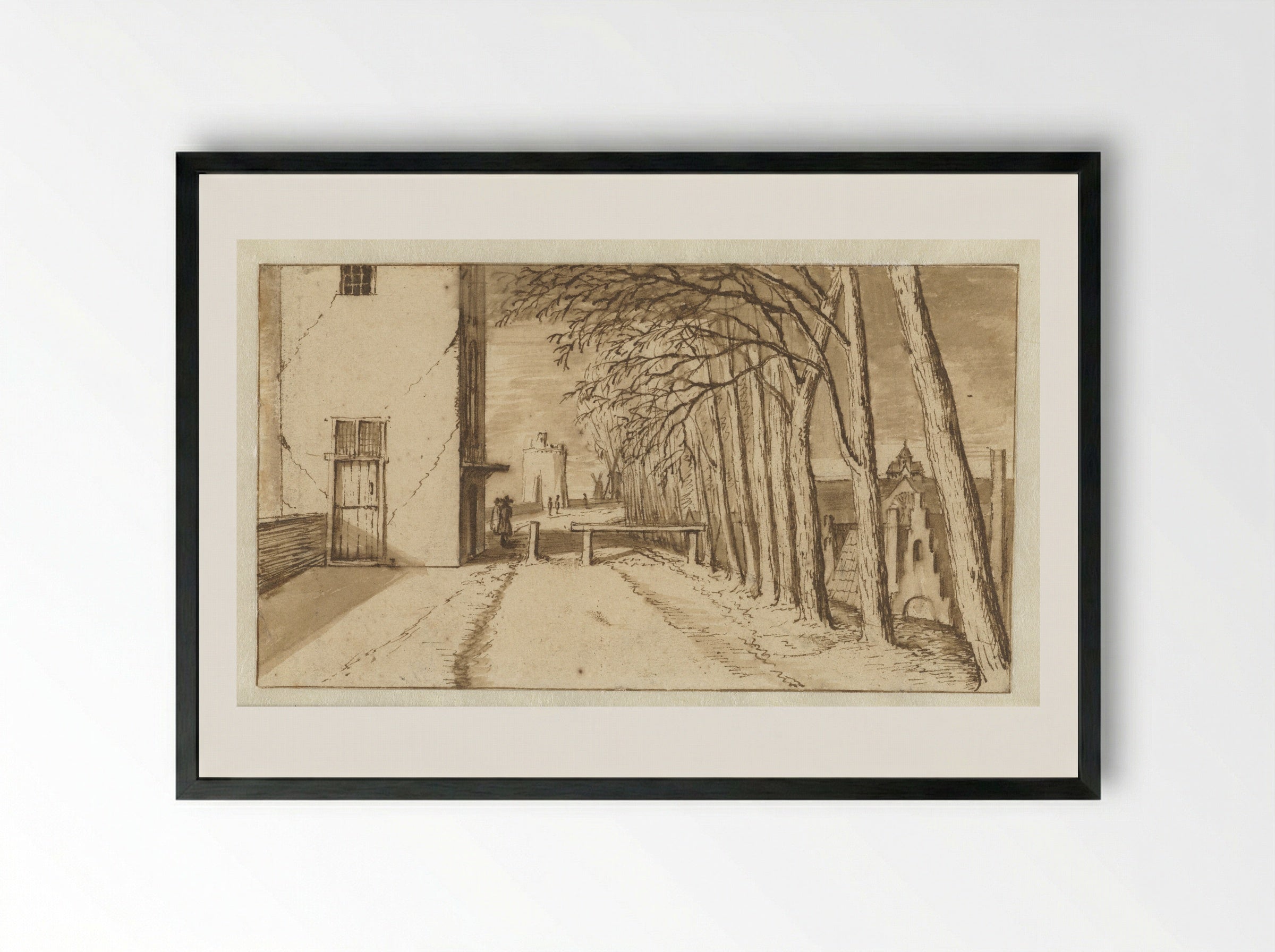 De Wal van Utrecht met de Mariakerk in het verschiet - Abraham Rutgers - Framed Print Black