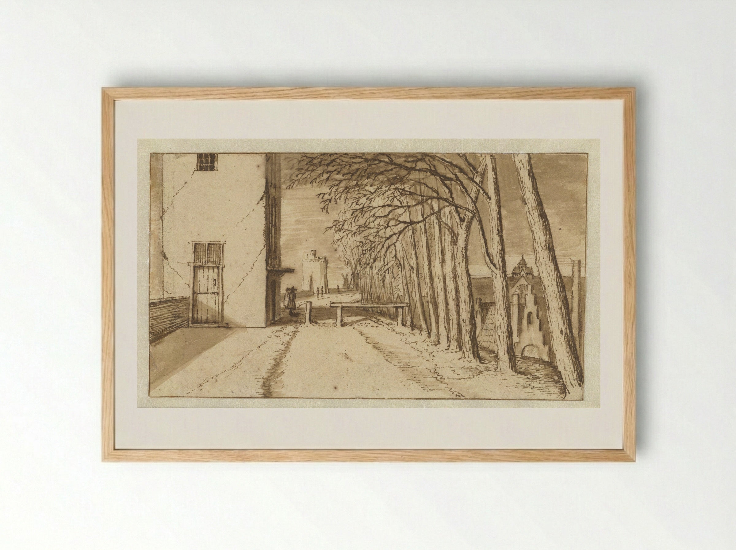 De Wal van Utrecht met de Mariakerk in het verschiet - Abraham Rutgers - Framed Print Wood