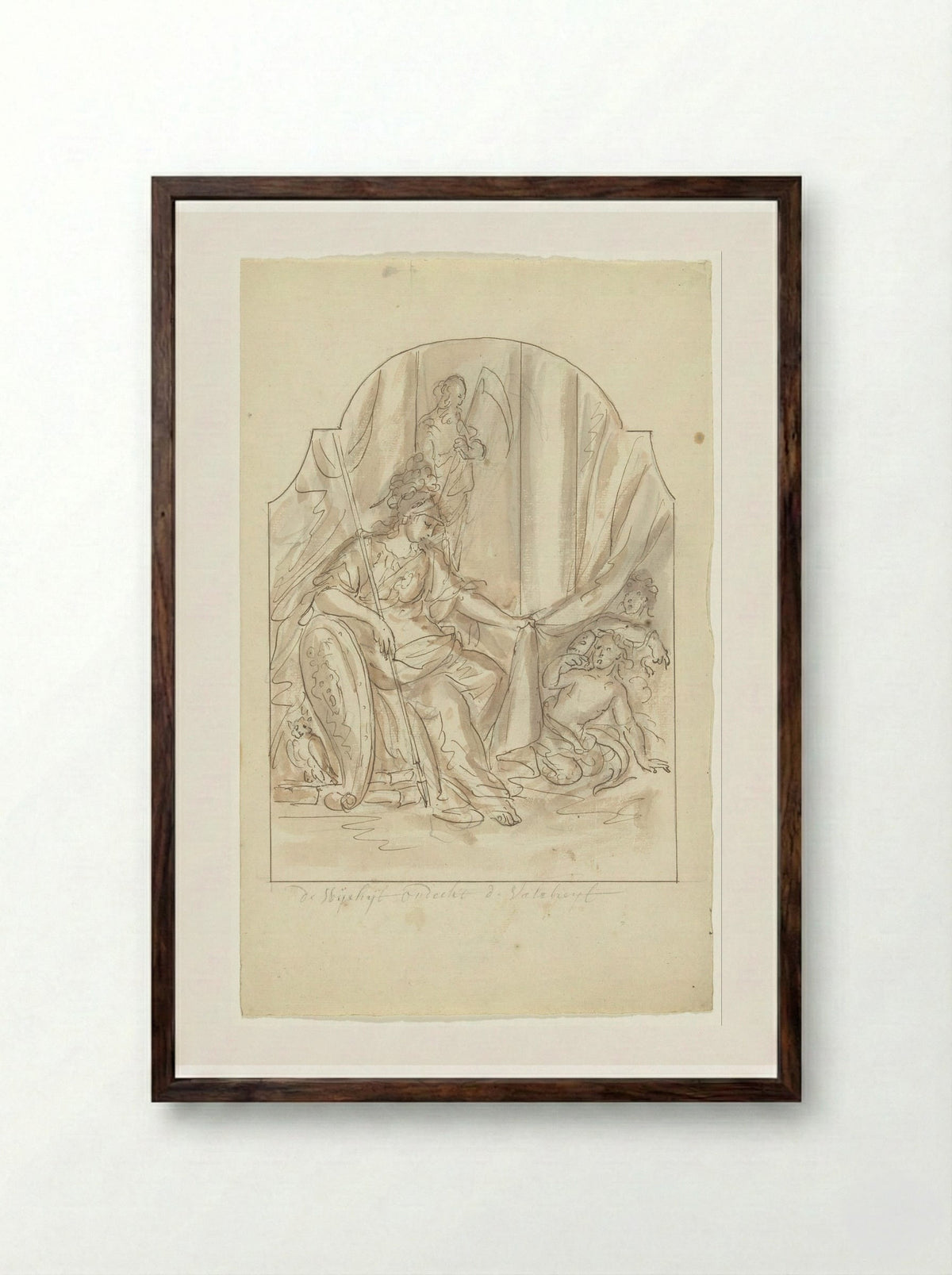 De Wijsheid onthult de Valsheid - Elias van Nijmegen - Framed Print Dark Wood