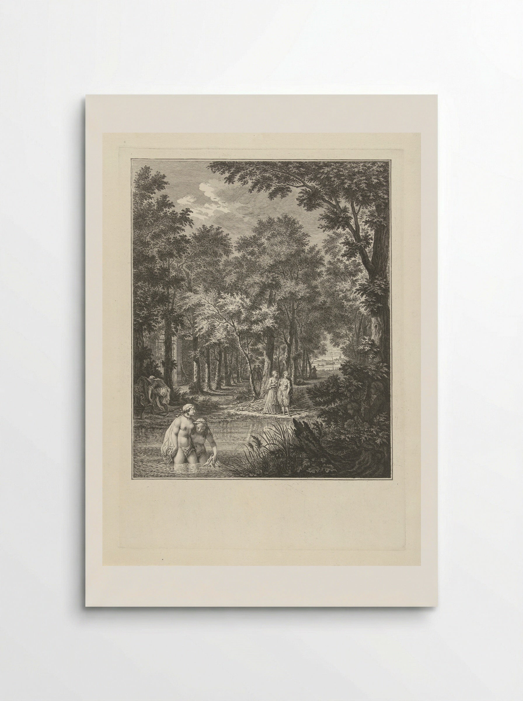 De badende juffers bespied - Simon Fokke - Poster
