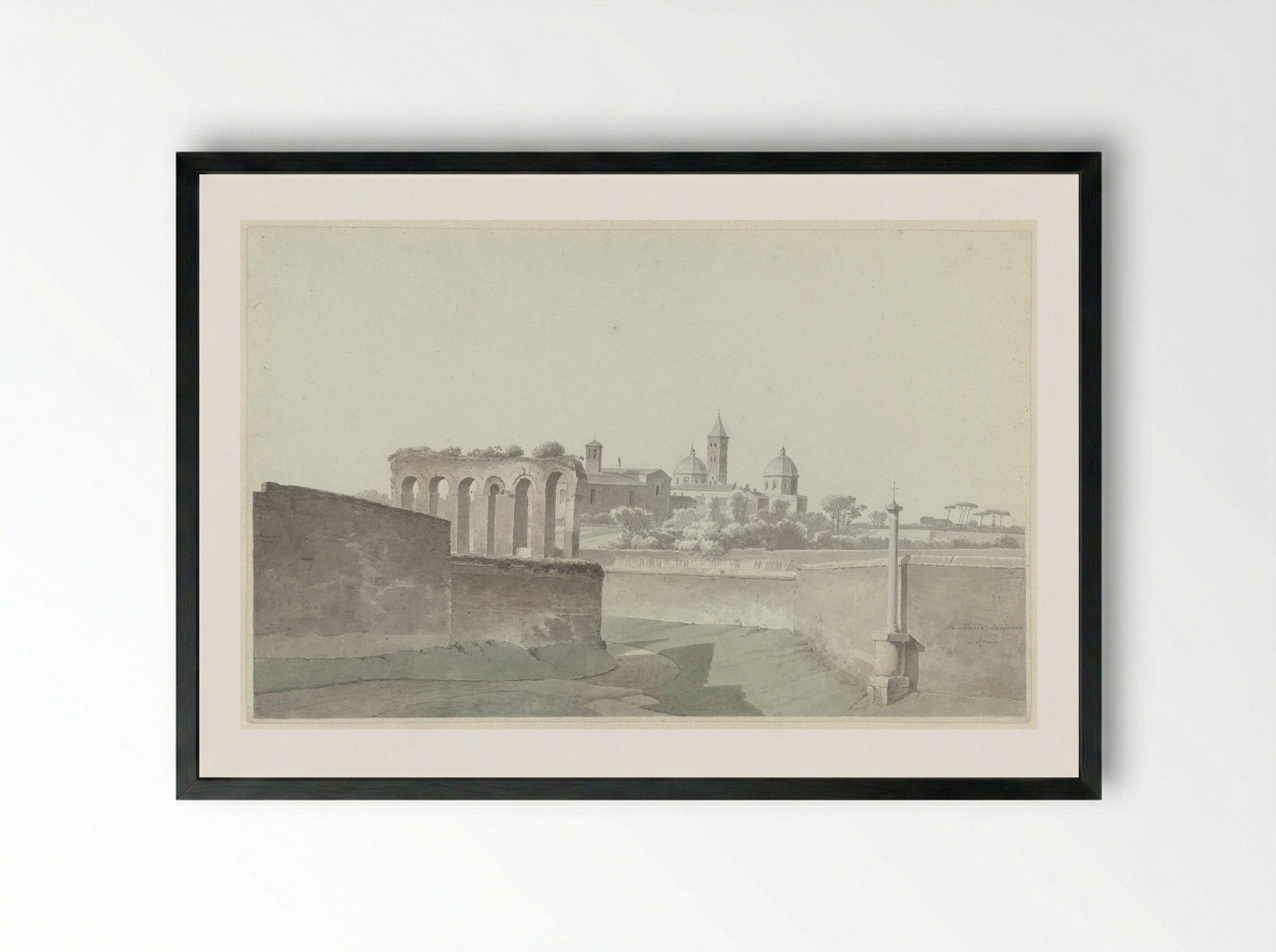 De basiliek van Santa Maria Maggiore in Rome - Josephus Augustus Knip - Framed Print Black