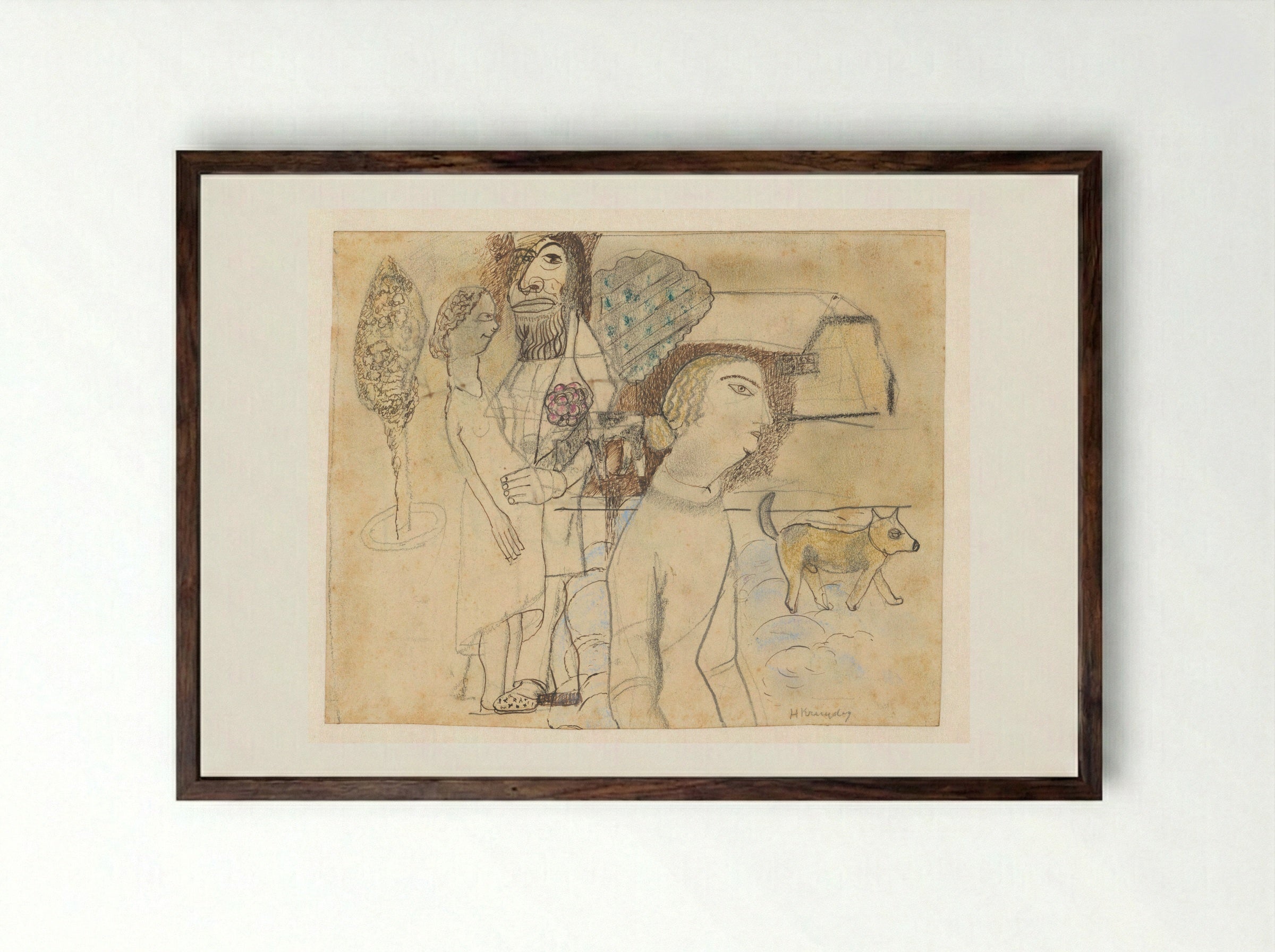De beschermer van de ongewenst zwangere - Herman Kruyder - Framed Print Dark Wood